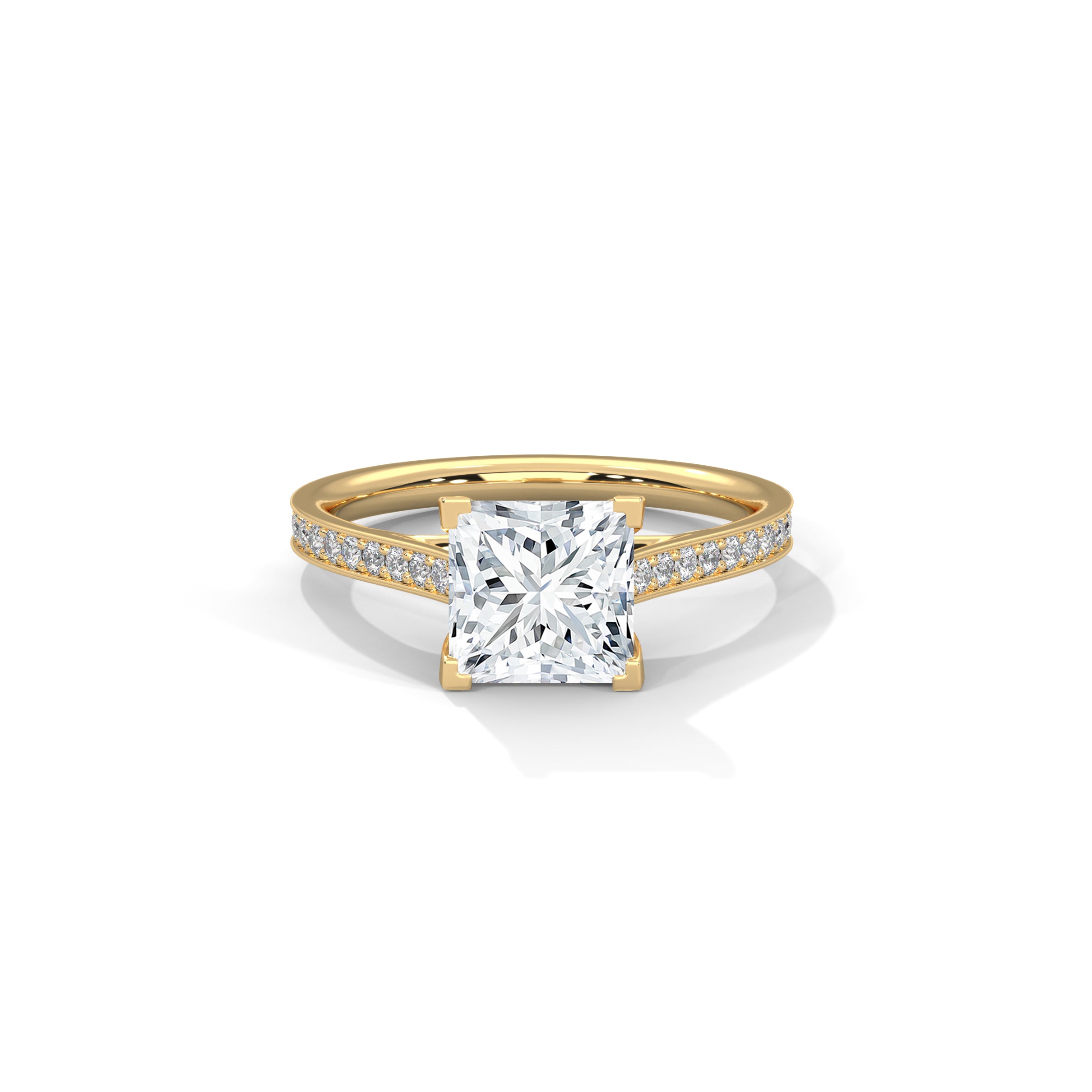 Princess Engagement Ring with Pave 18k | Lab Grown Diamond