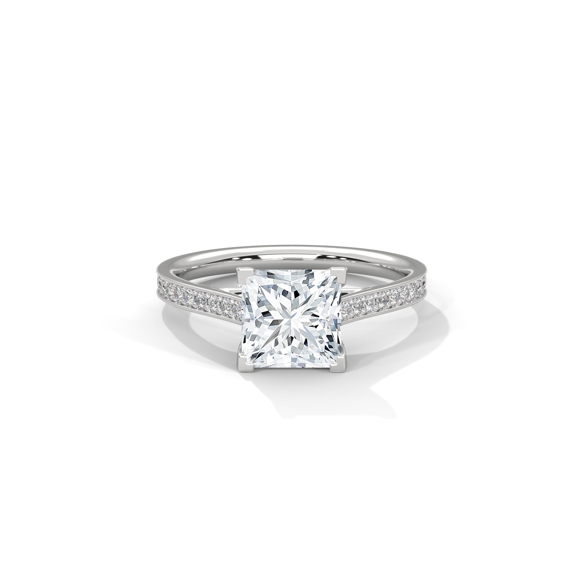 Princess Engagement Ring with Pave Platinum | Lab Grown Diamond