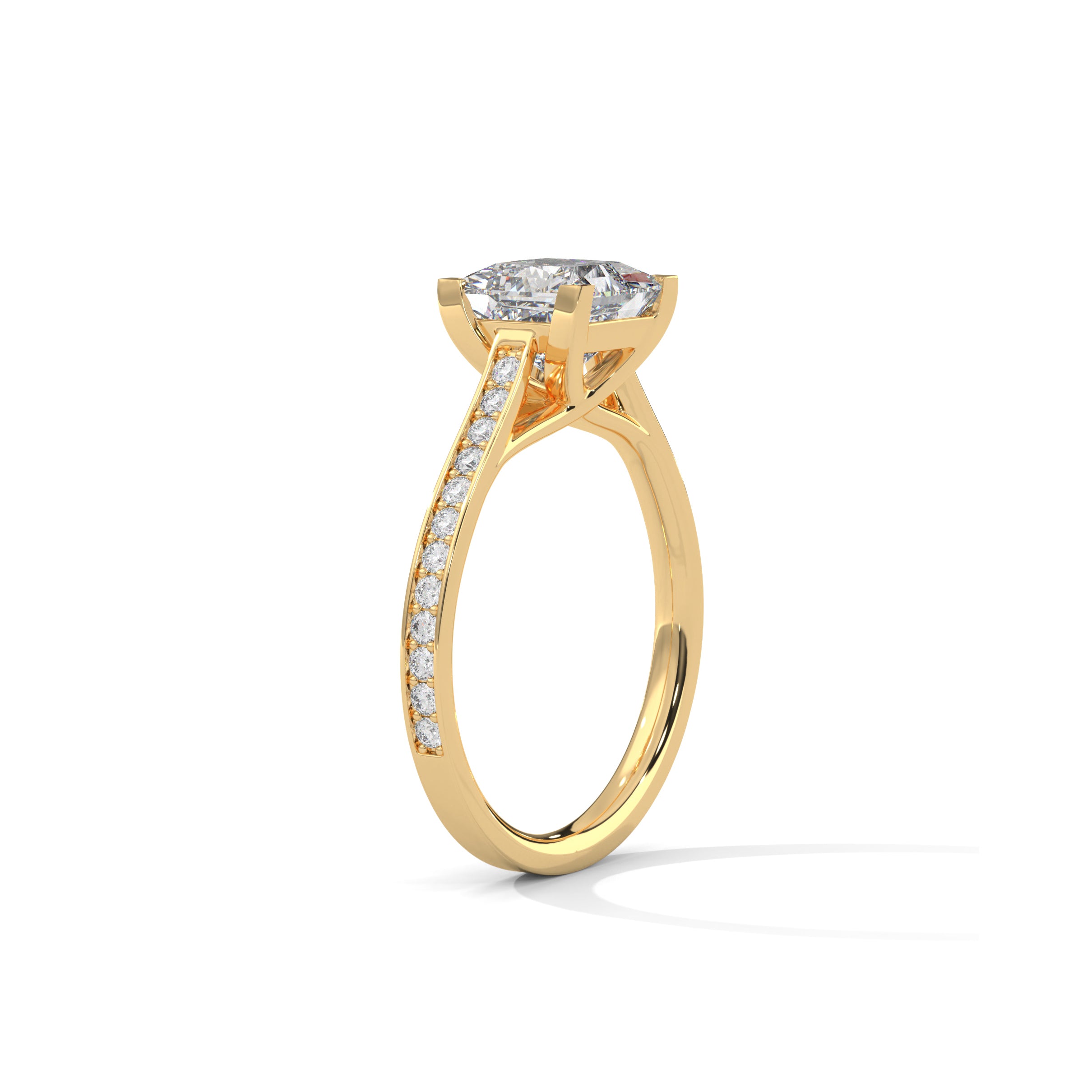 Princess Engagement Ring with Pave 18k | Lab Grown Diamond