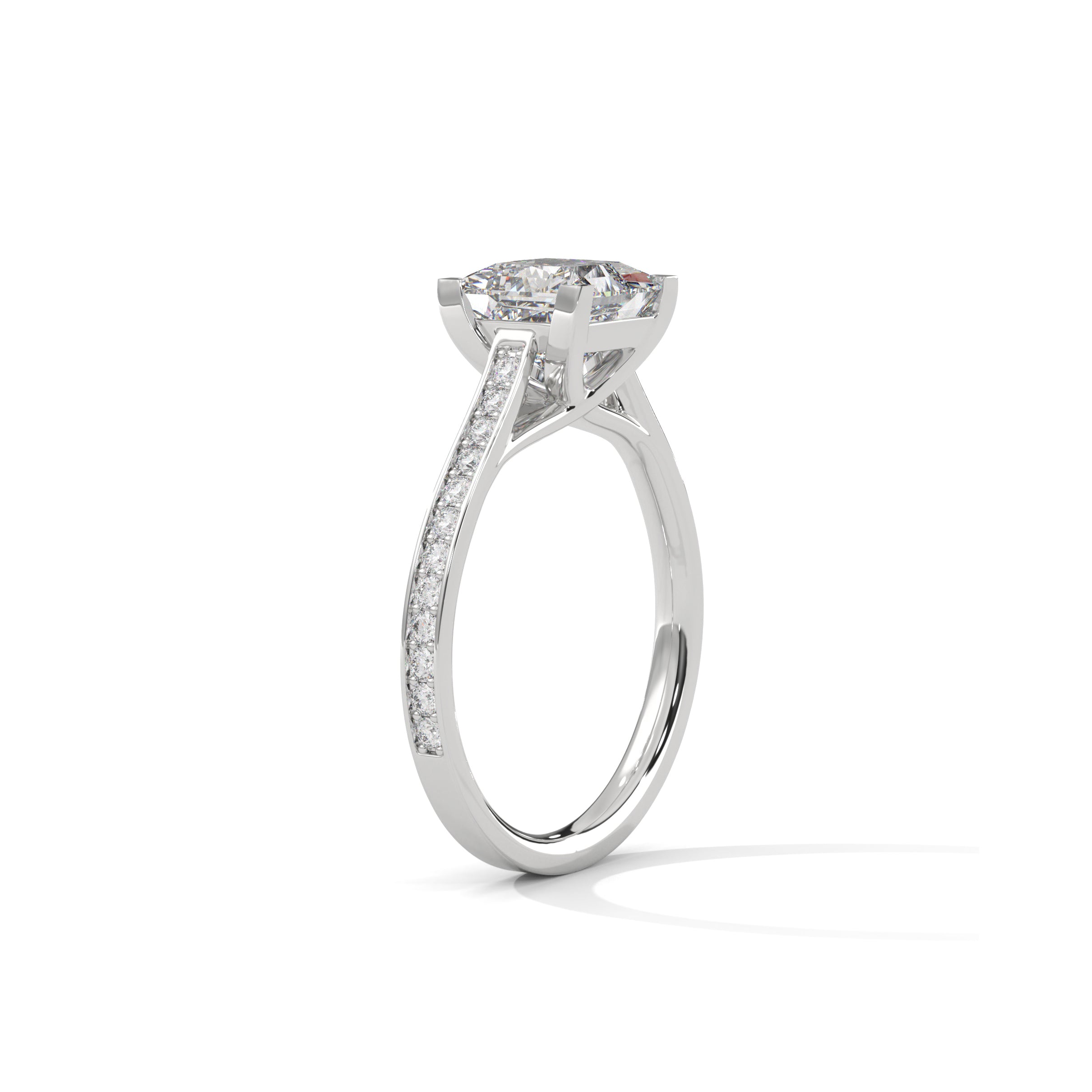 Princess Engagement Ring with Pave Platinum | Lab Grown Diamond