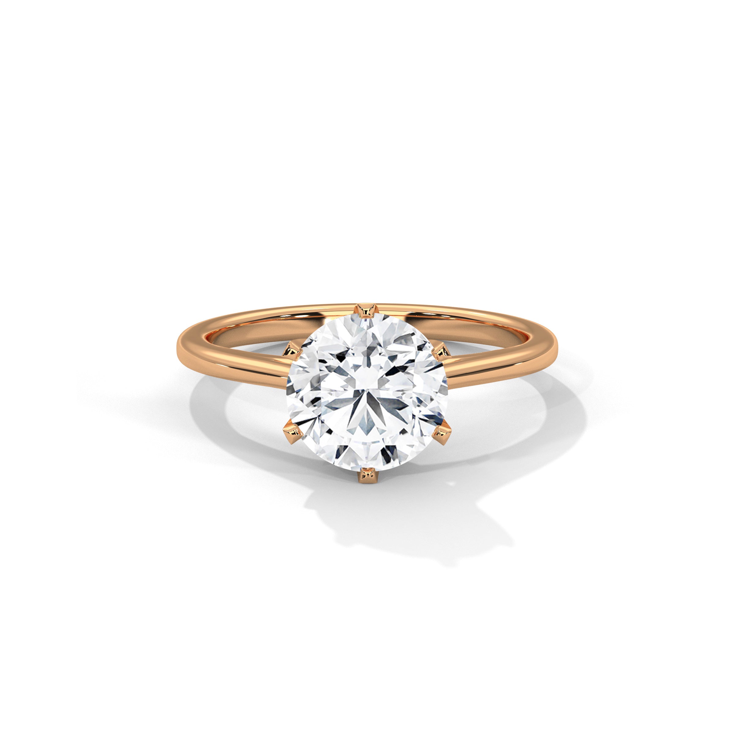 Six Prong Cathedral Engagement Ring 18K Rose Gold | Lab Grown Diamond