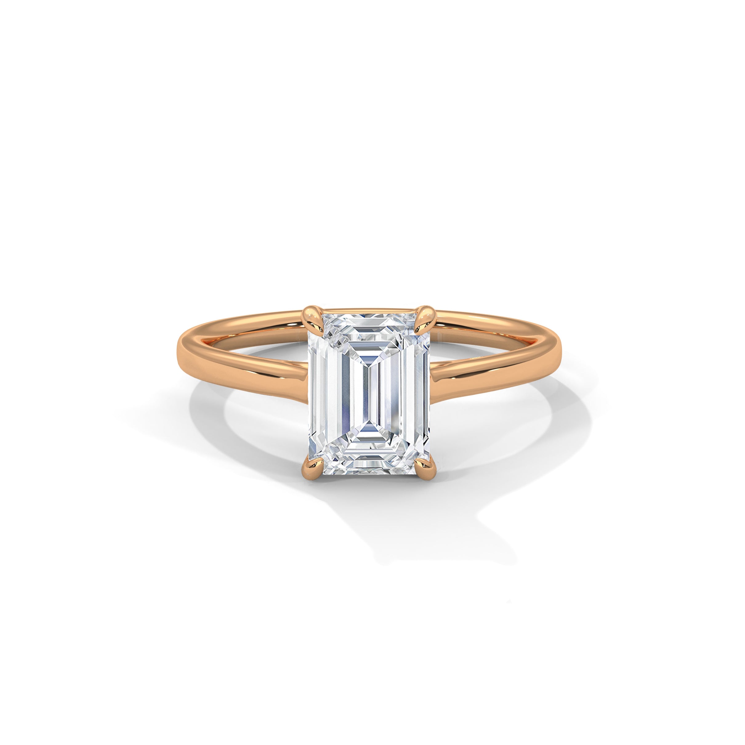 Emerald Engagement Ring 18K Rose Gold | Lab Grown Diamond