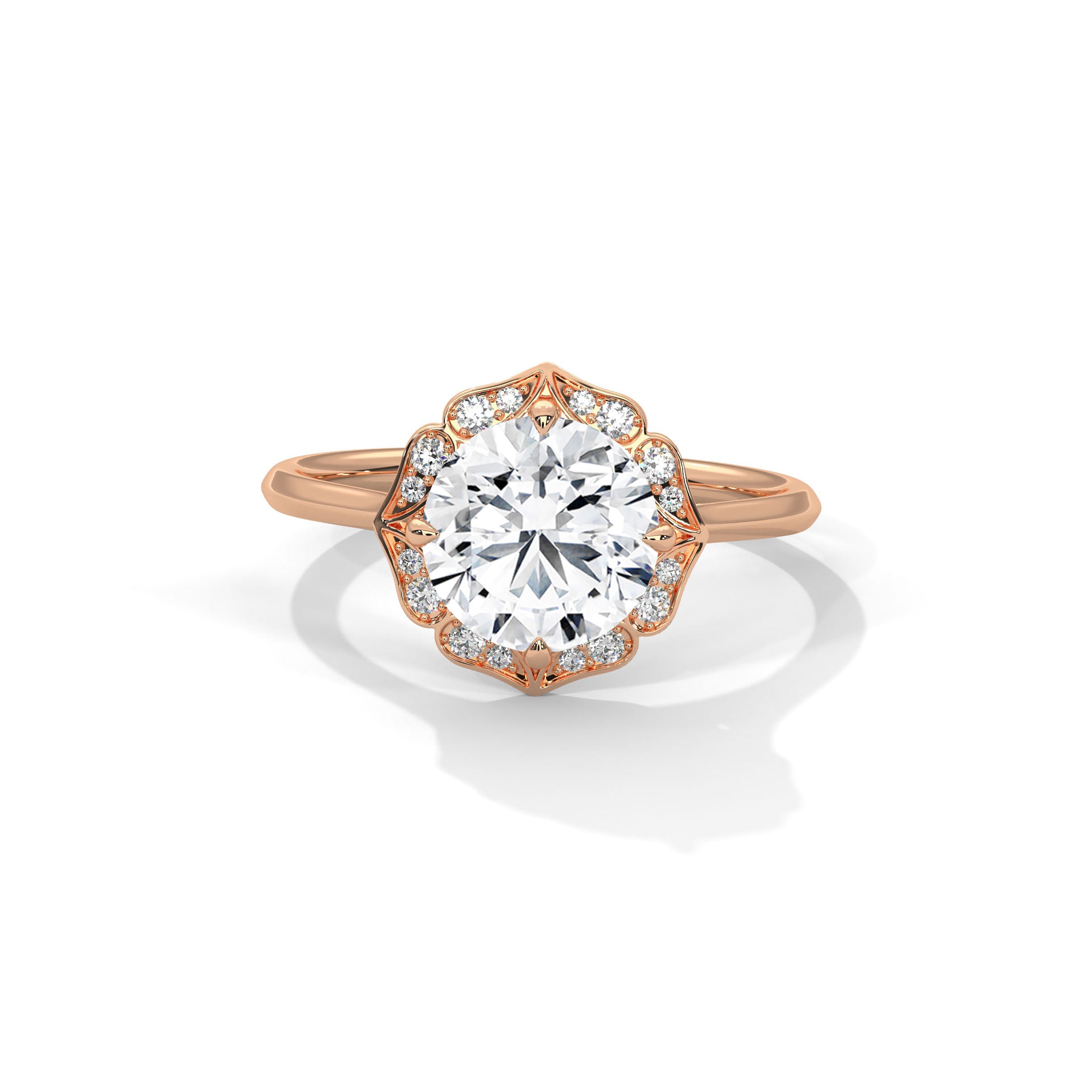 Flower Engagement Ring 18K Rose Gold | Lab Grown Diamond