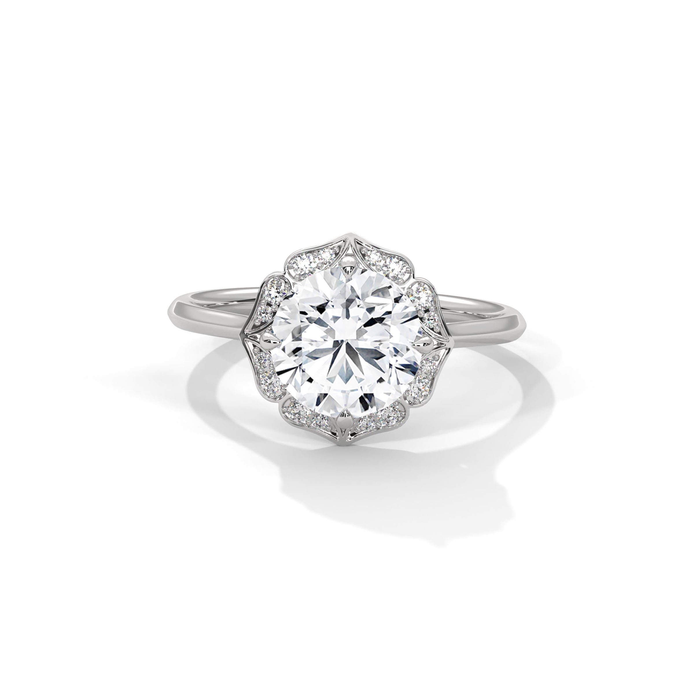 Flower Engagement Ring Platinum | Lab Grown Diamond