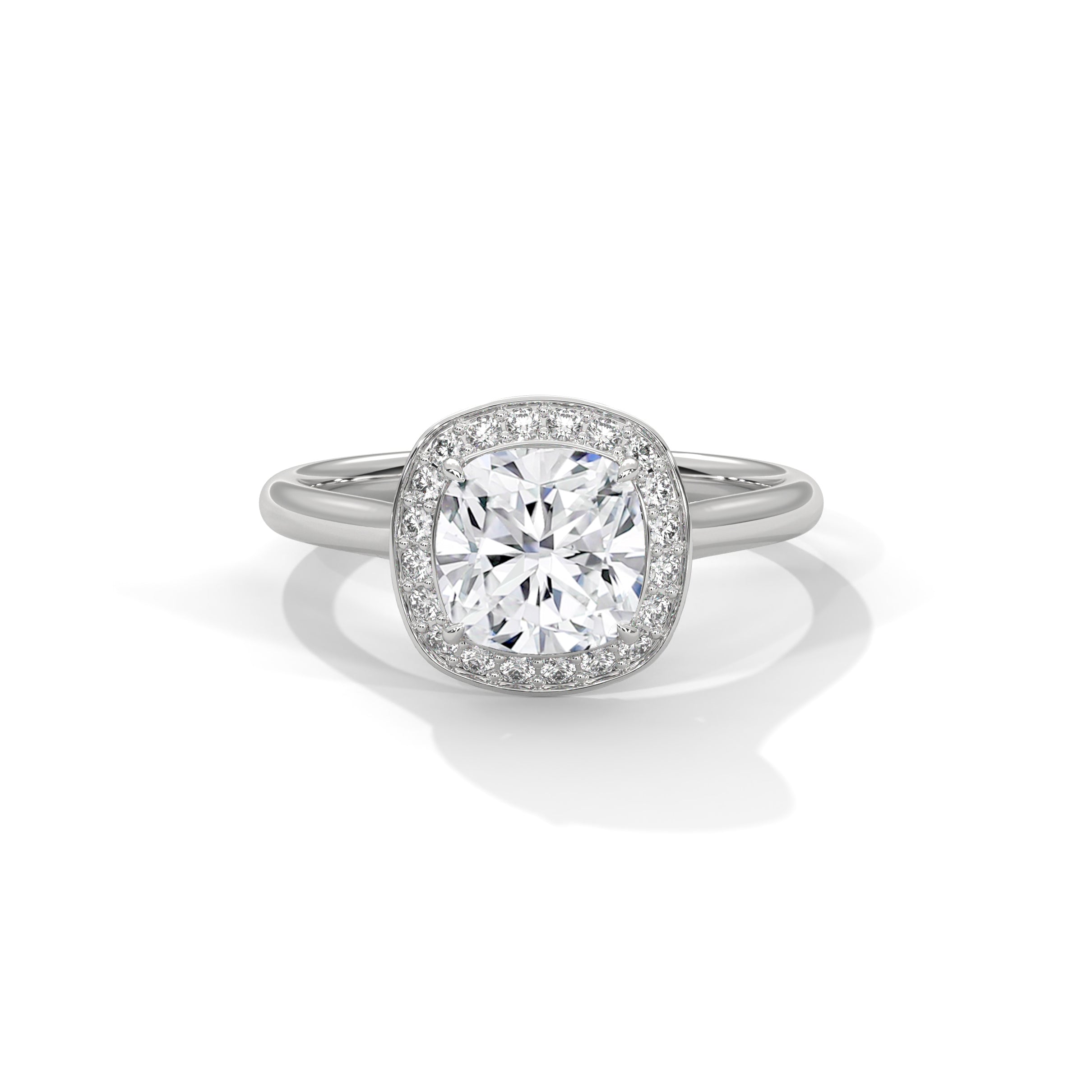 Cushion Halo Engagement Ring Platinum | Lab Grown Diamond