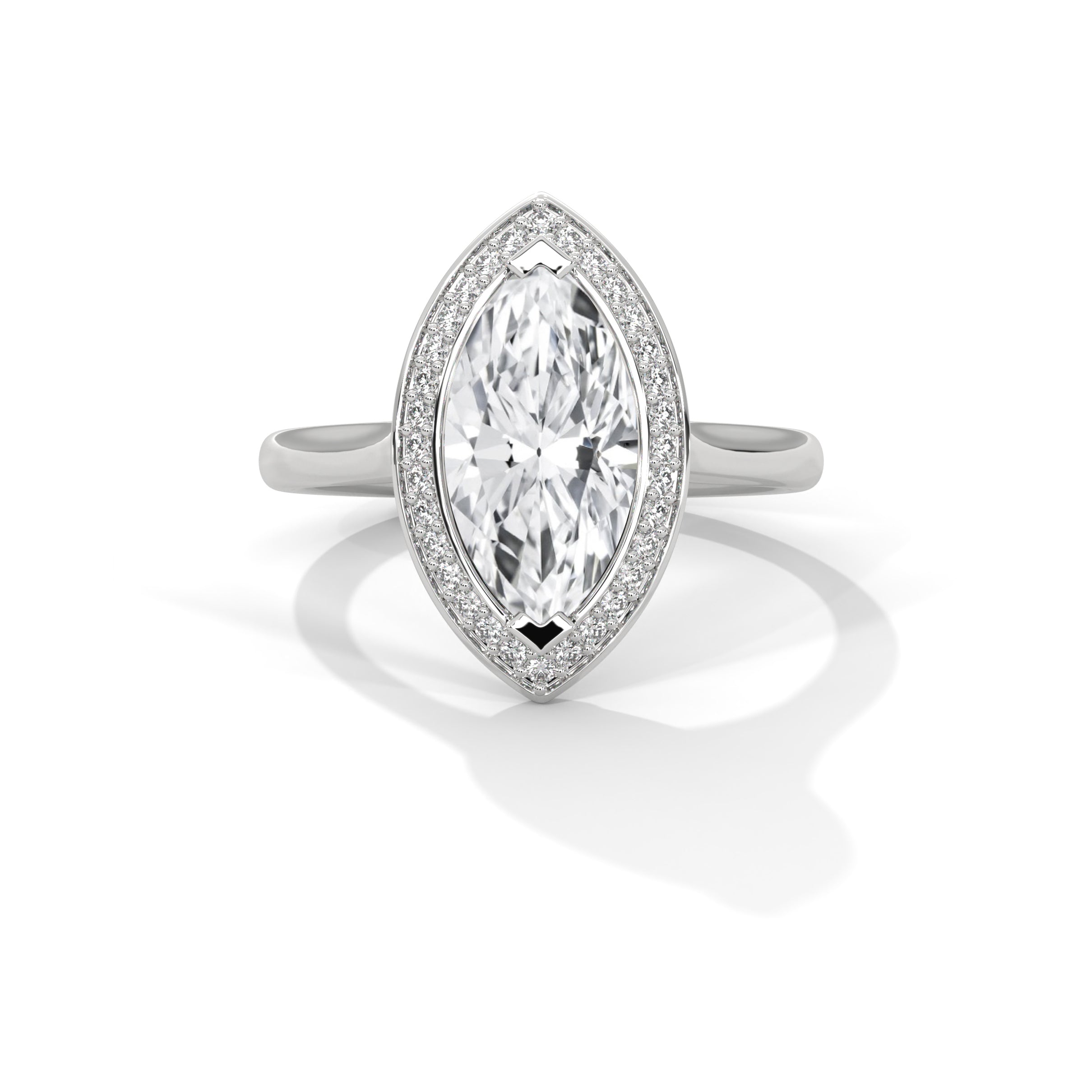 Marquise Halo Engagement Ring Platinum | Lab Grown Diamond