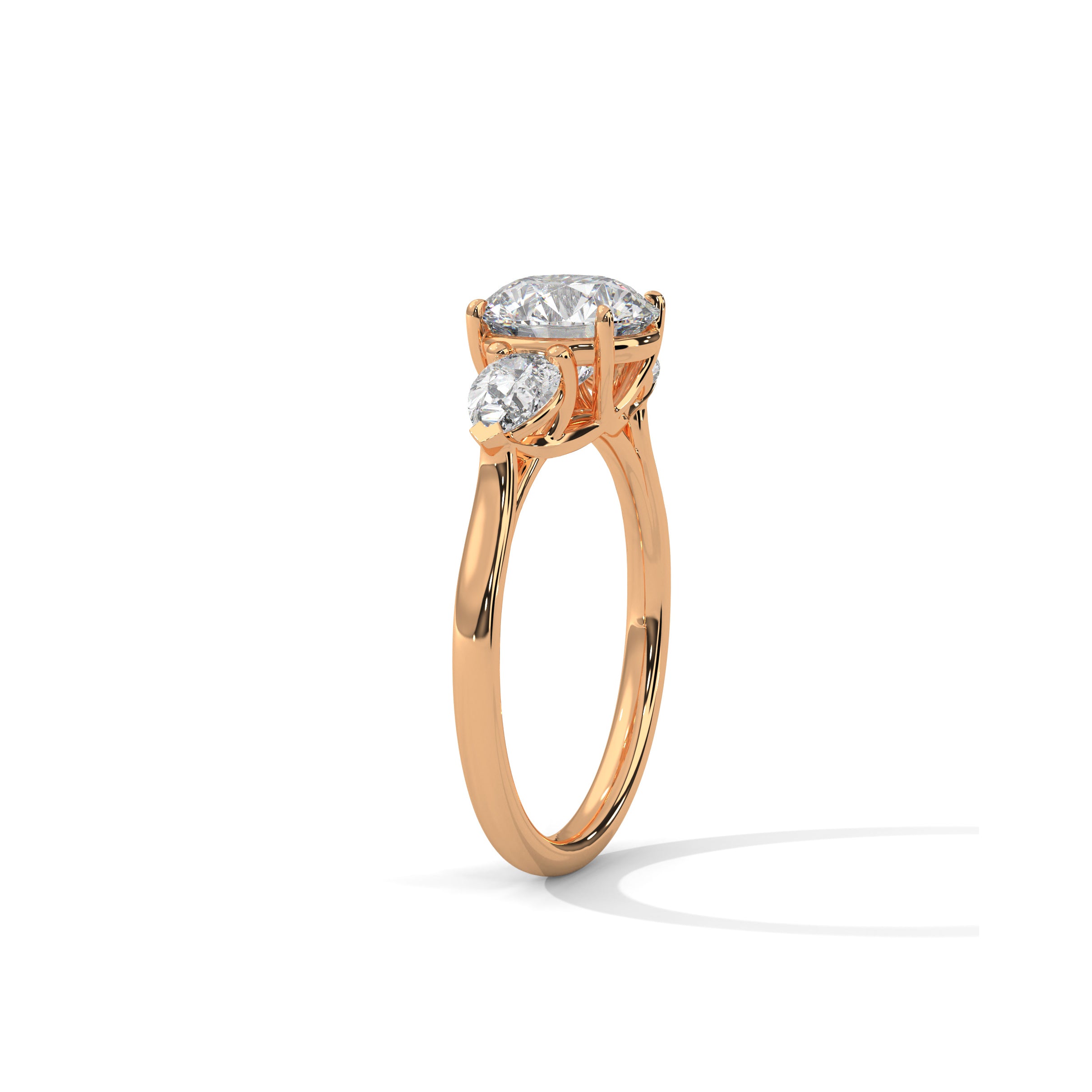 Three Stone Engagement Ring with Pears 18K Rose Gold | Lab Grown Diamond