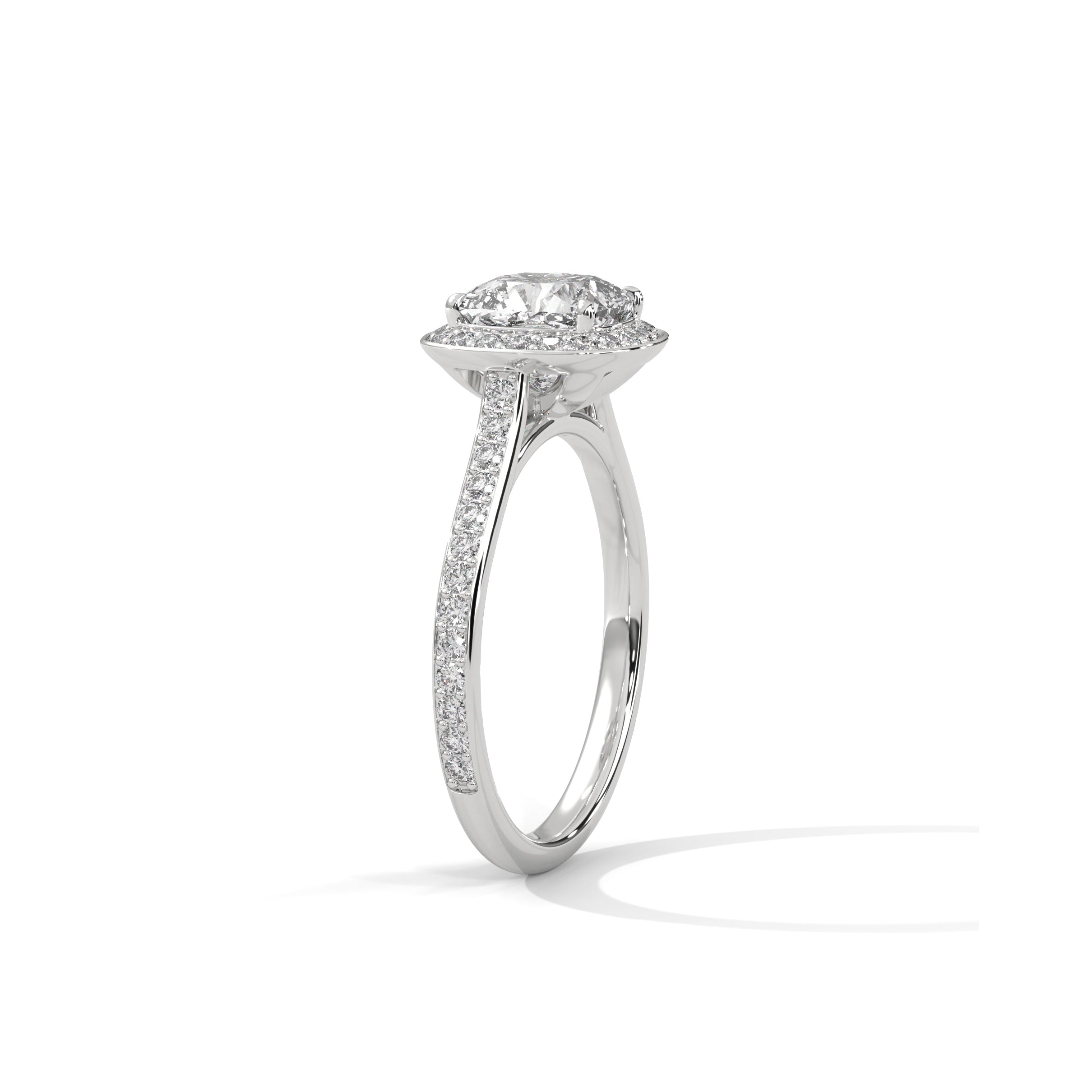 Cushion Halo Engagement Ring with Pave Platinum | Lab Grown Diamond