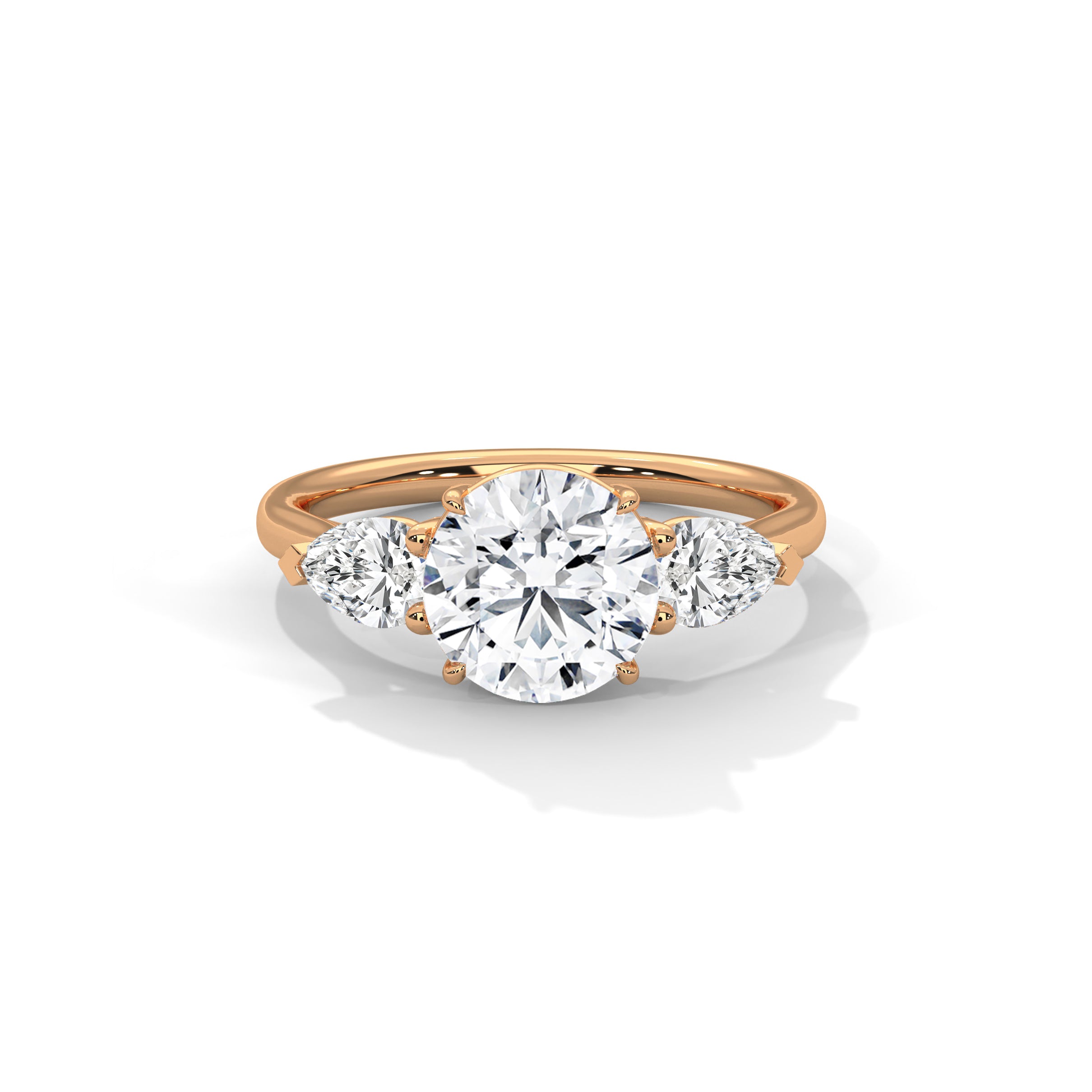 Three Stone Engagement Ring with Pears 18K Rose Gold | Lab Grown Diamond