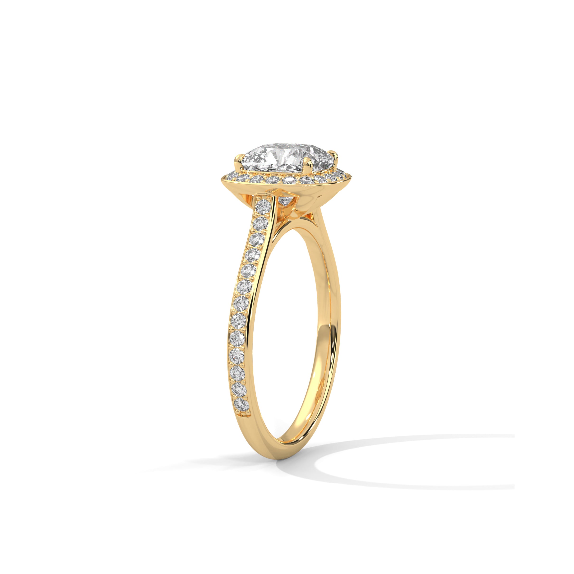 Cushion Halo Engagement Ring with Pave 18K | Lab Grown Diamond