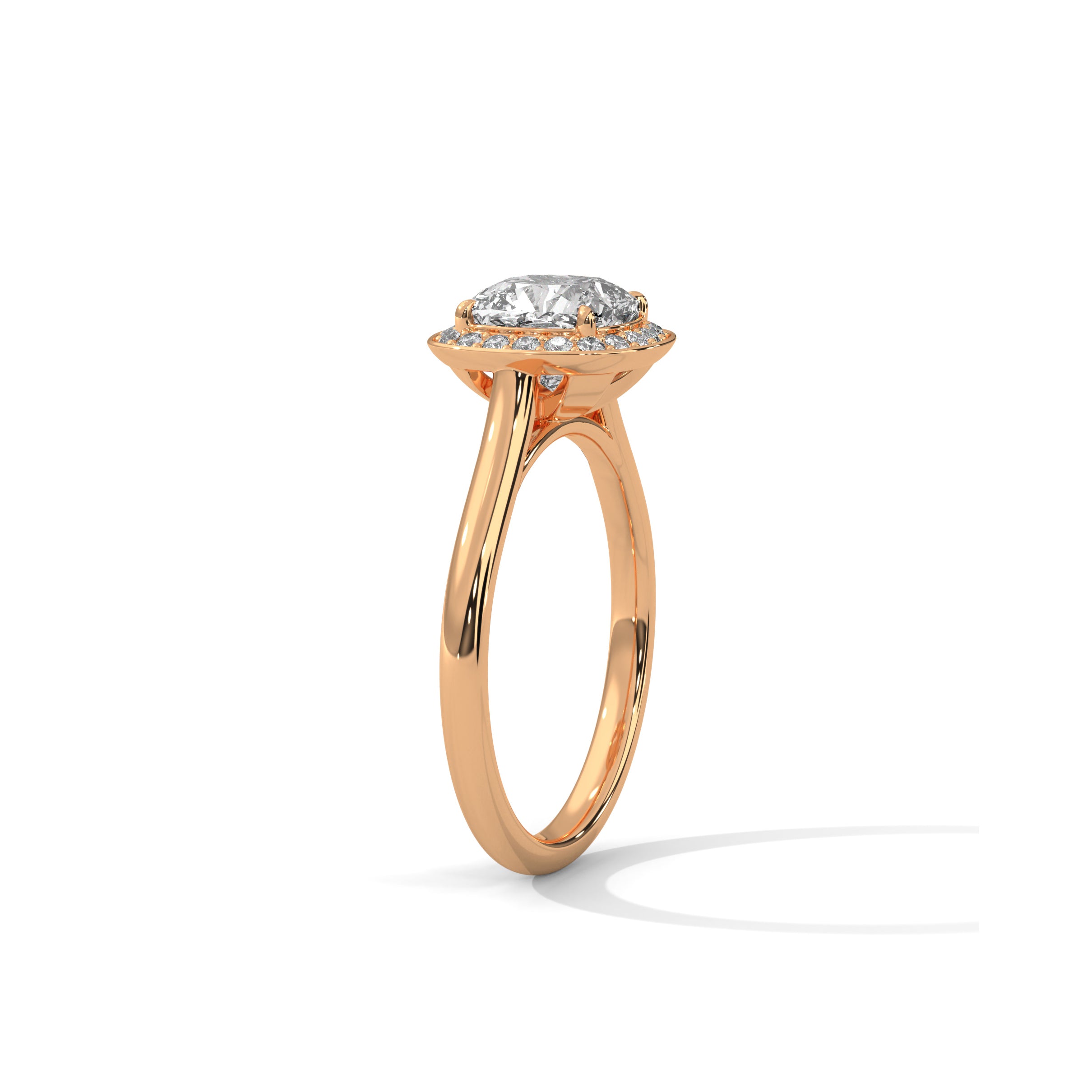 Cushion Halo Engagement Ring 18K Rose Gold | Lab Grown Diamond