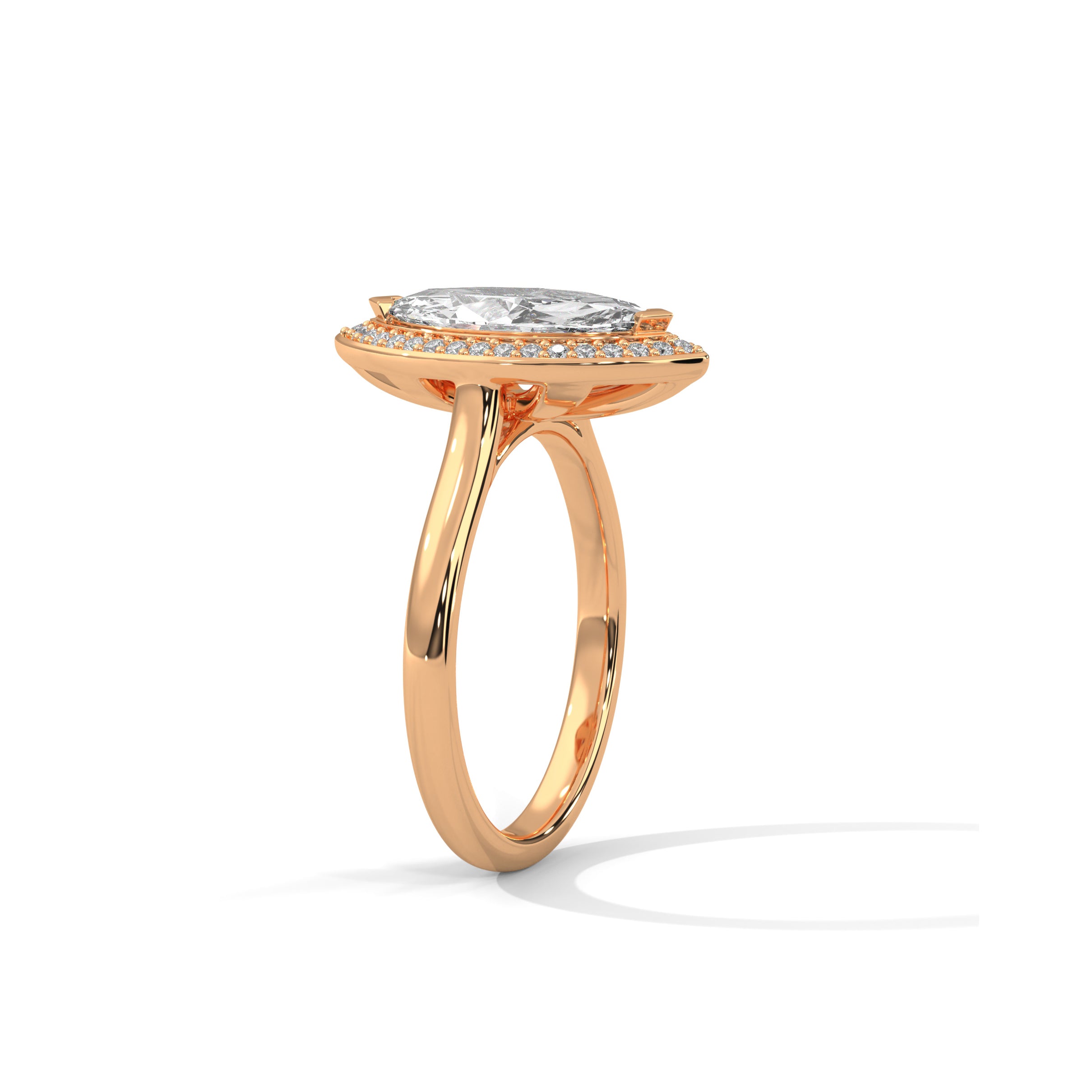 Marquise Halo Engagement Ring 18K Rose Gold | Lab Grown Diamond