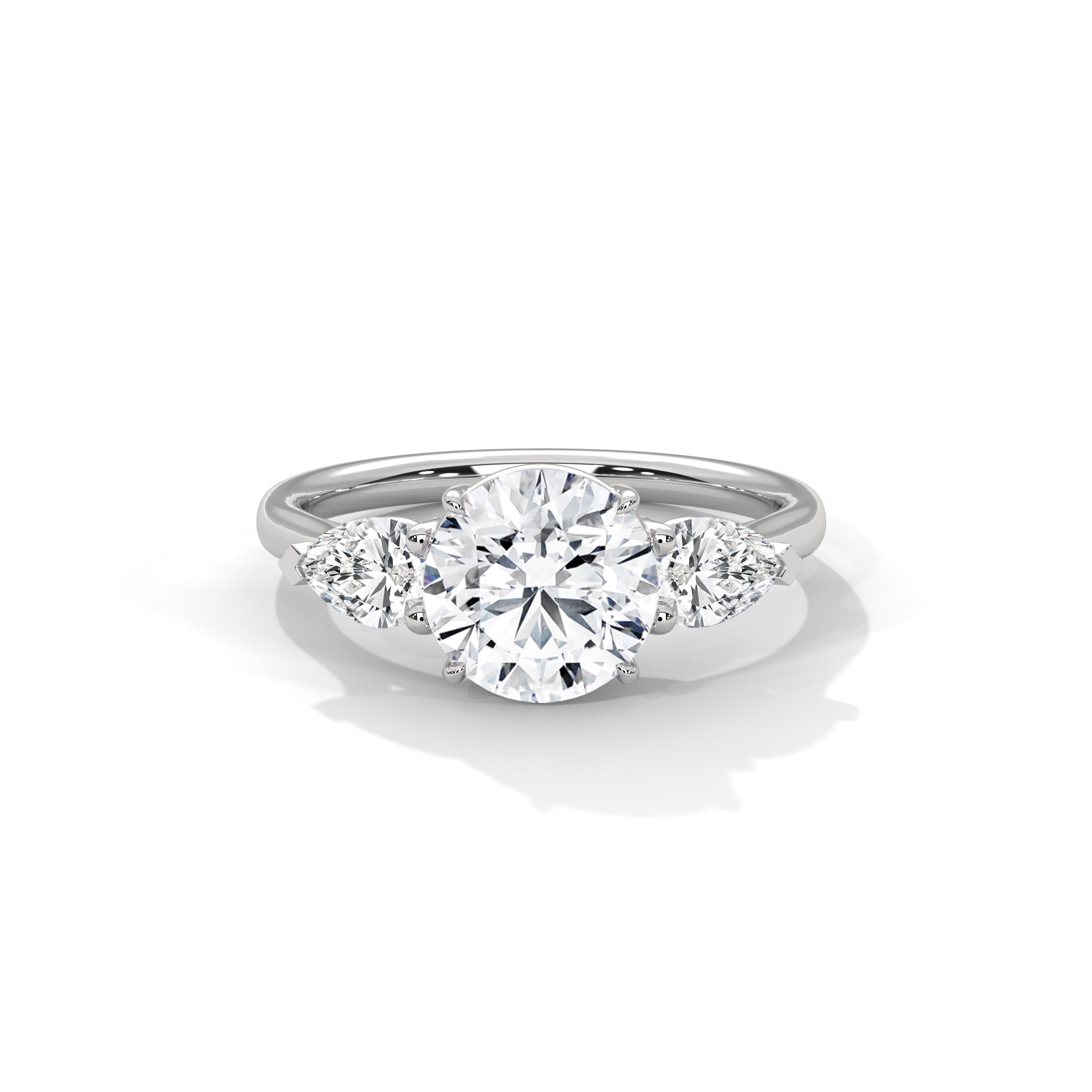 Three Stone Engagement Ring with Pears Platinum | Lab Grown Diamond