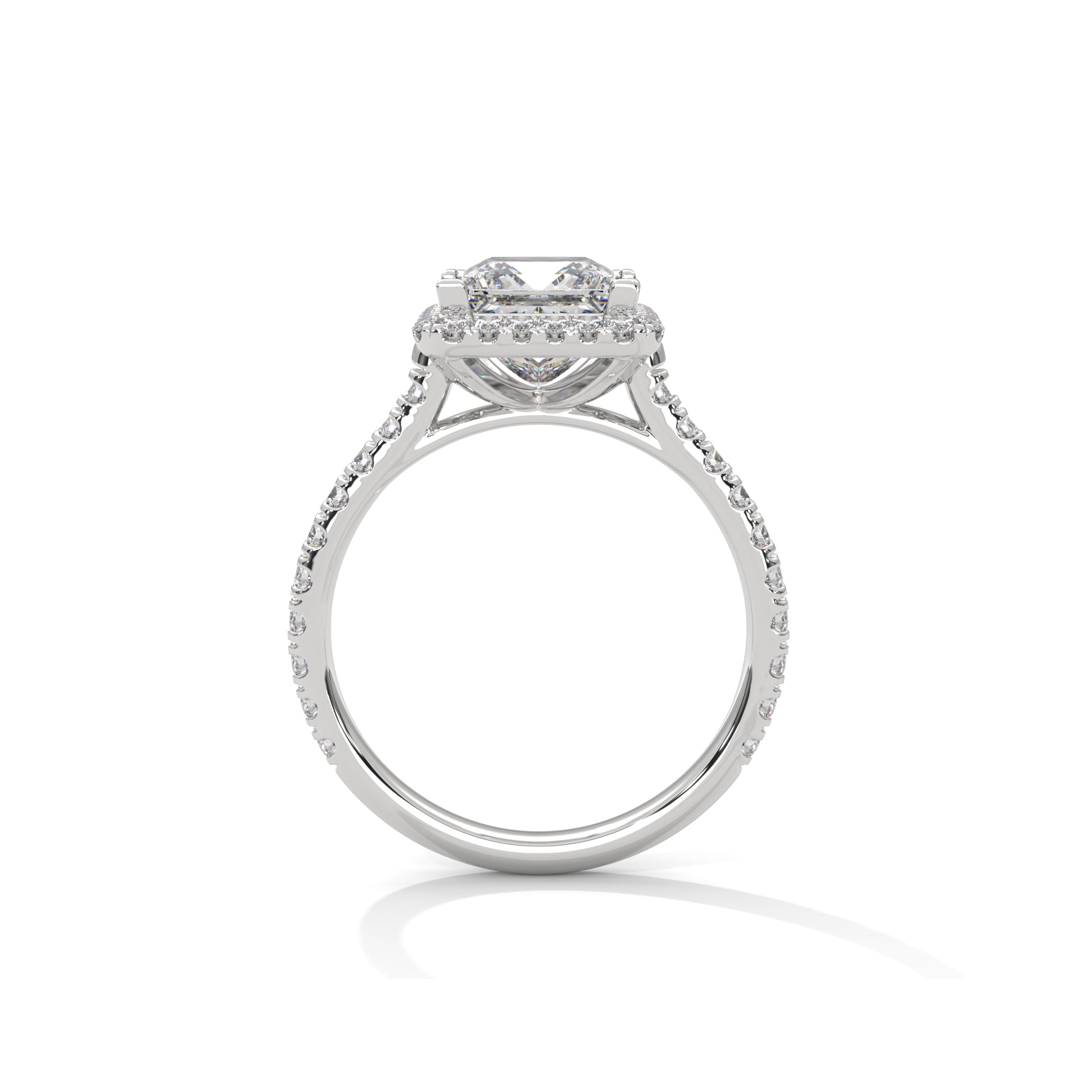 Princess Halo Cathedral Engagement Ring with Pave Platinum | Lab Grown Diamond