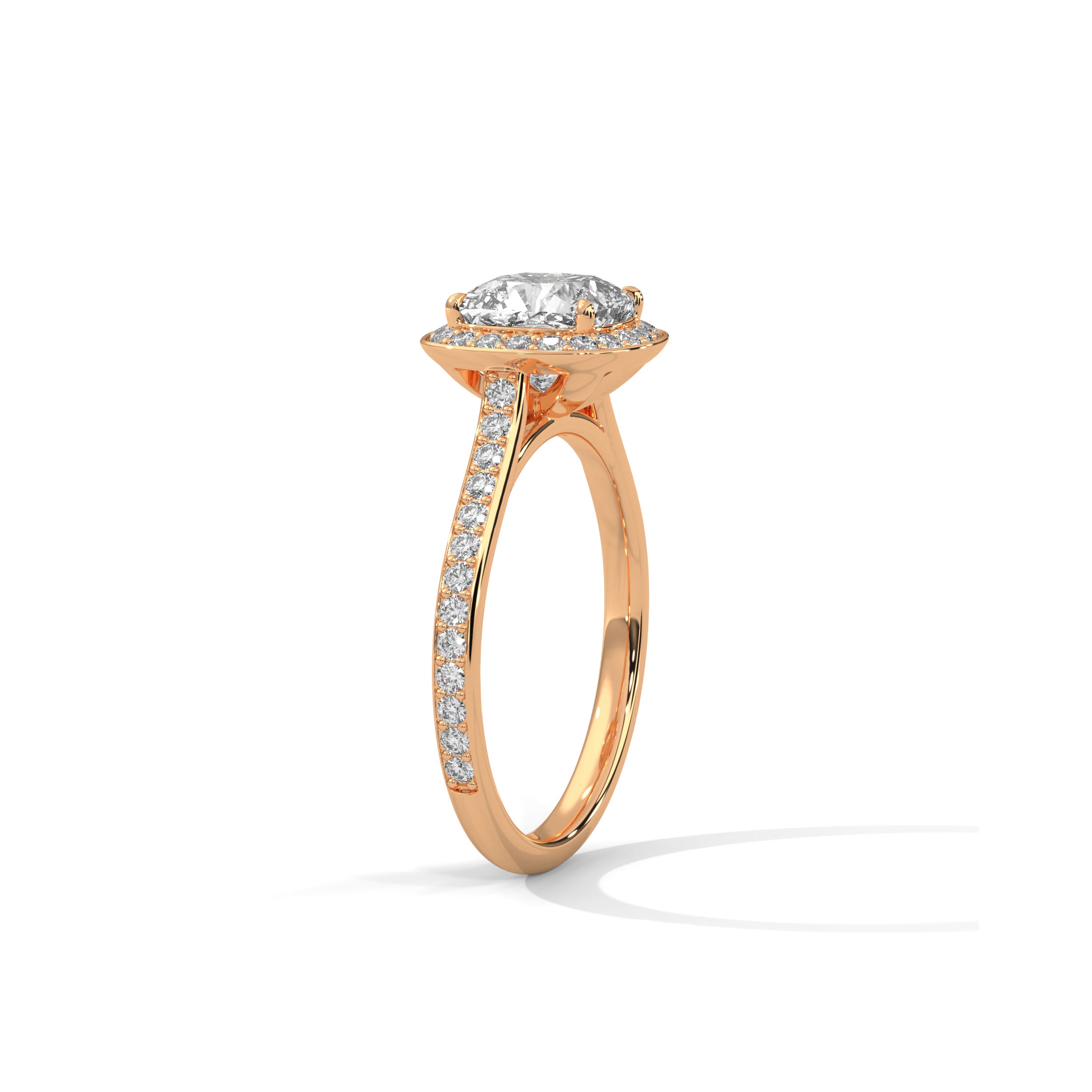 Cushion Halo Engagement Ring with Pave 18K Rose Gold | Lab Grown Diamond