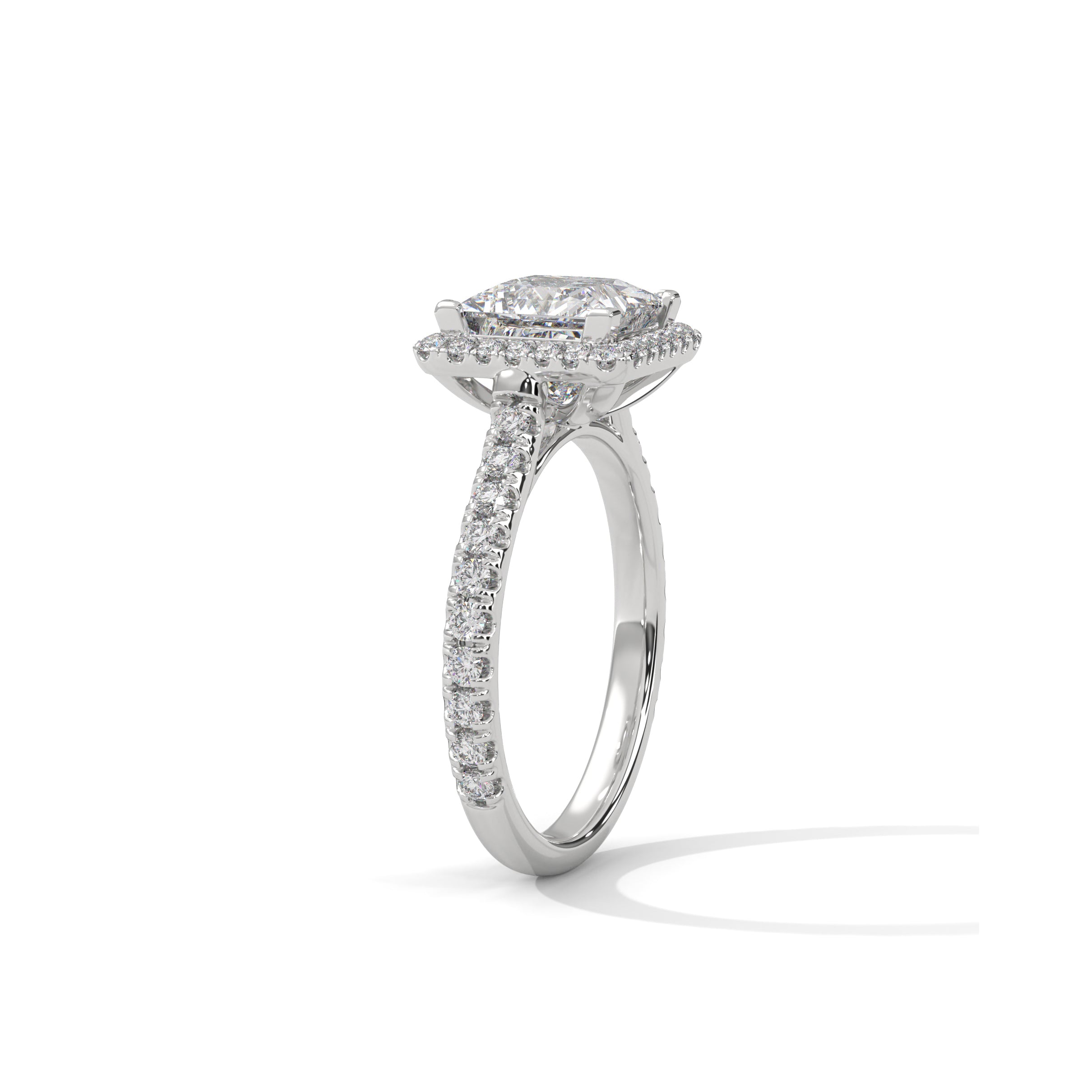 Princess Halo Cathedral Engagement Ring with Pave Platinum | Lab Grown Diamond