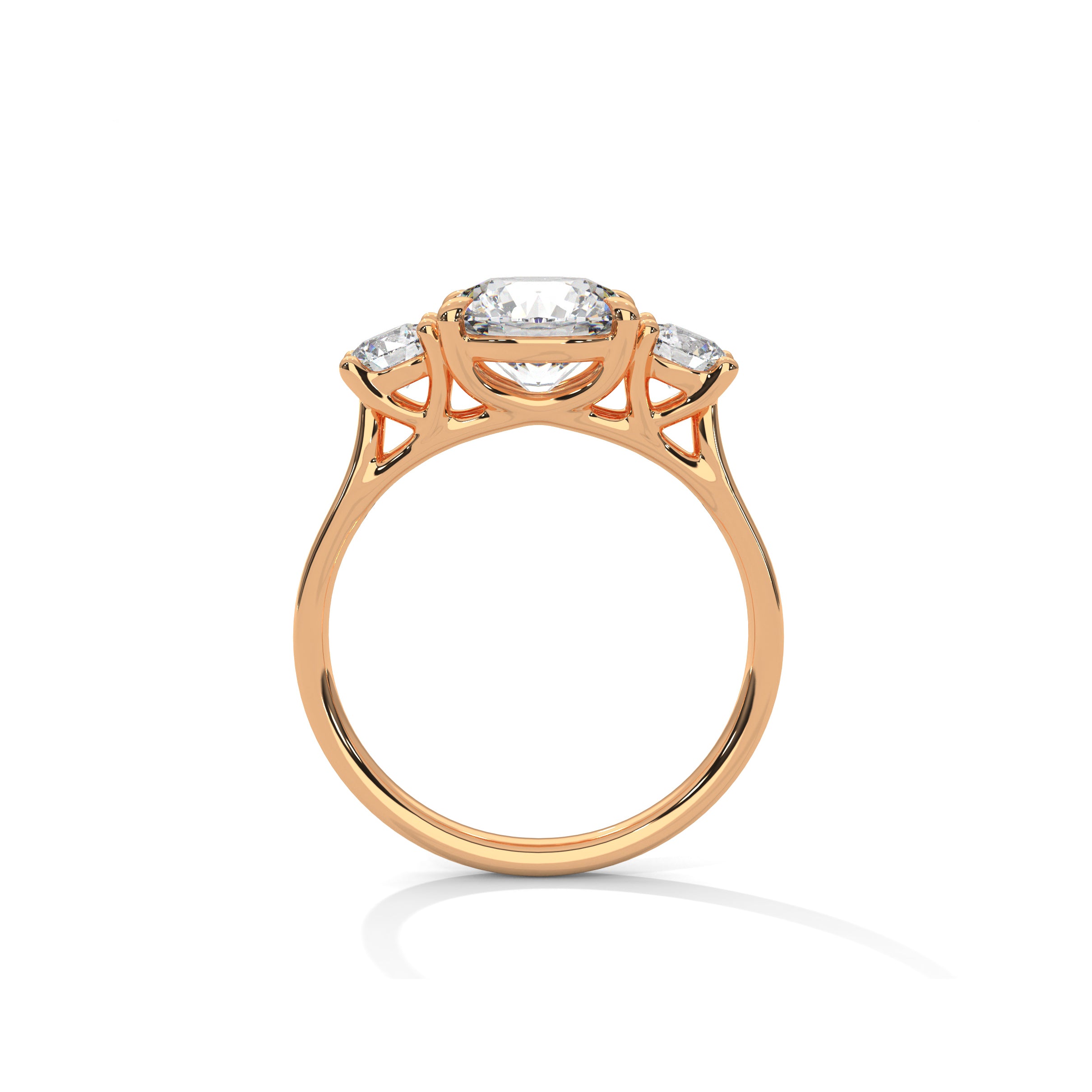 Three Stone Engagement Ring 18K Rose Gold | Lab Grown Diamond