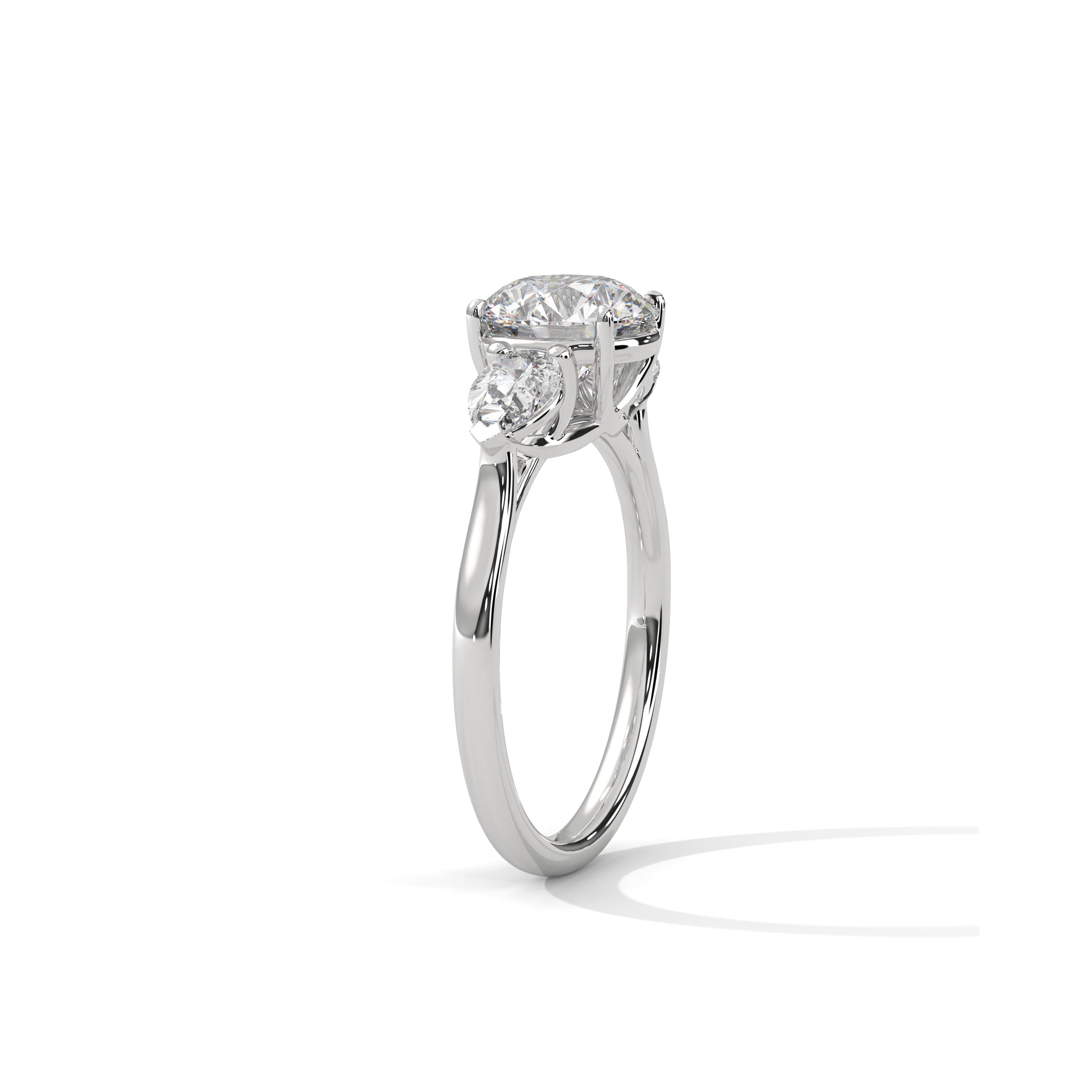 Three Stone Engagement Ring with Pears Platinum | Lab Grown Diamond