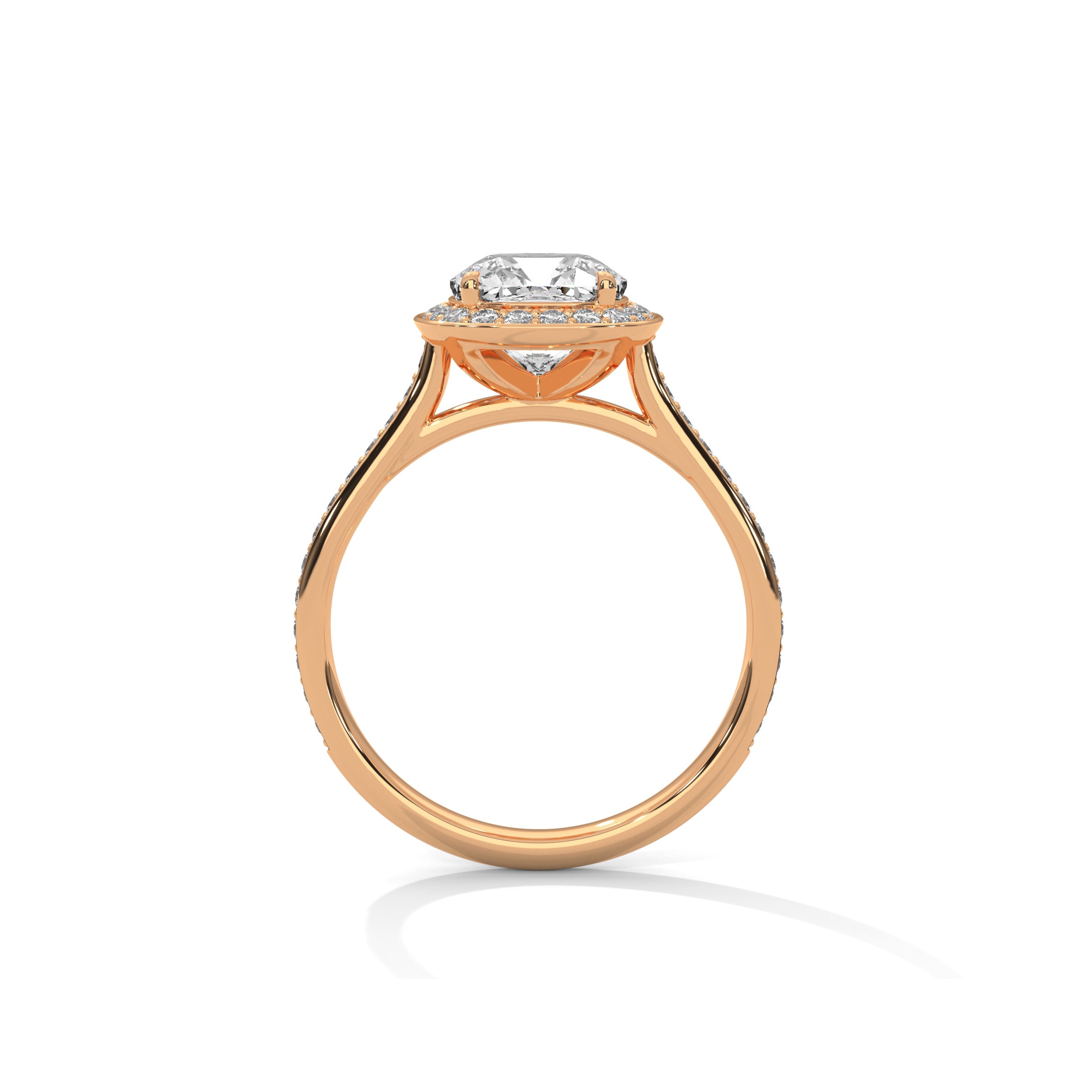 Cushion Halo Engagement Ring with Pave 18K Rose Gold | Lab Grown Diamond