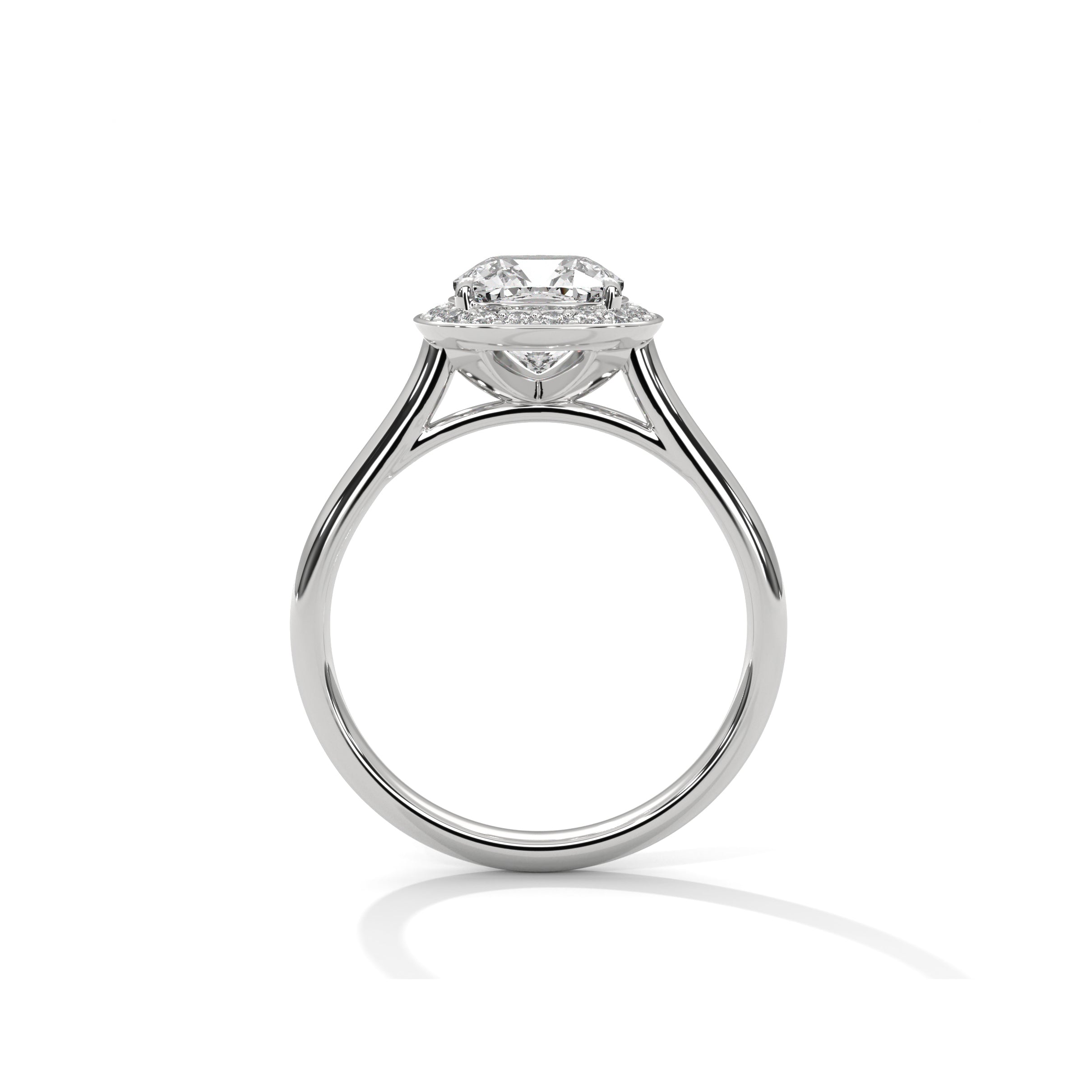 Cushion Halo Engagement Ring Platinum | Lab Grown Diamond