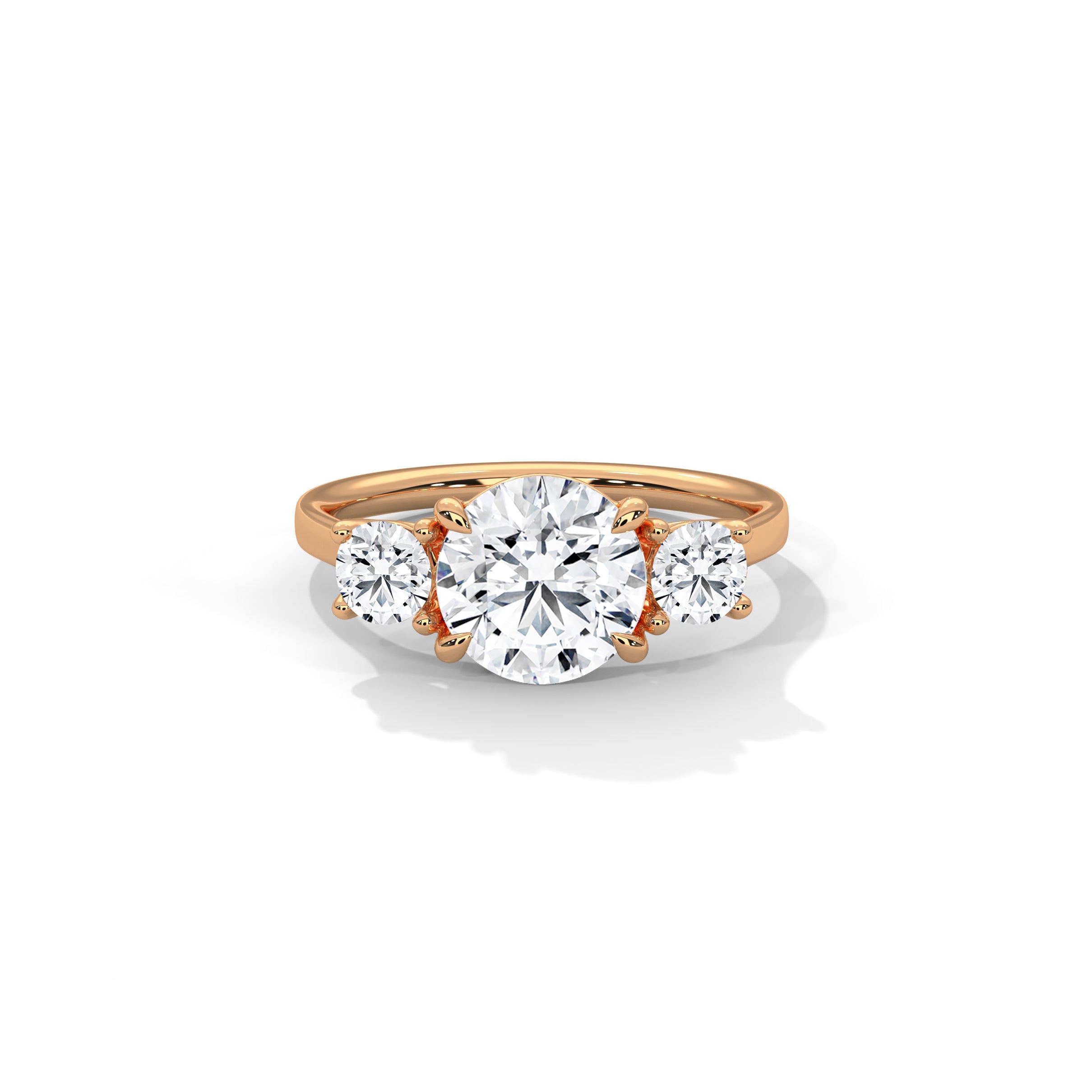Three Stone Engagement Ring 18K Rose Gold | Lab Grown Diamond