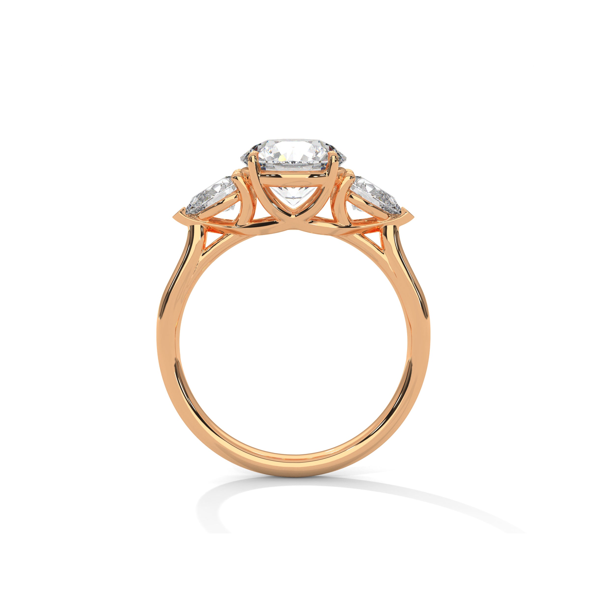 Three Stone Engagement Ring with Pears 18K Rose Gold | Lab Grown Diamond
