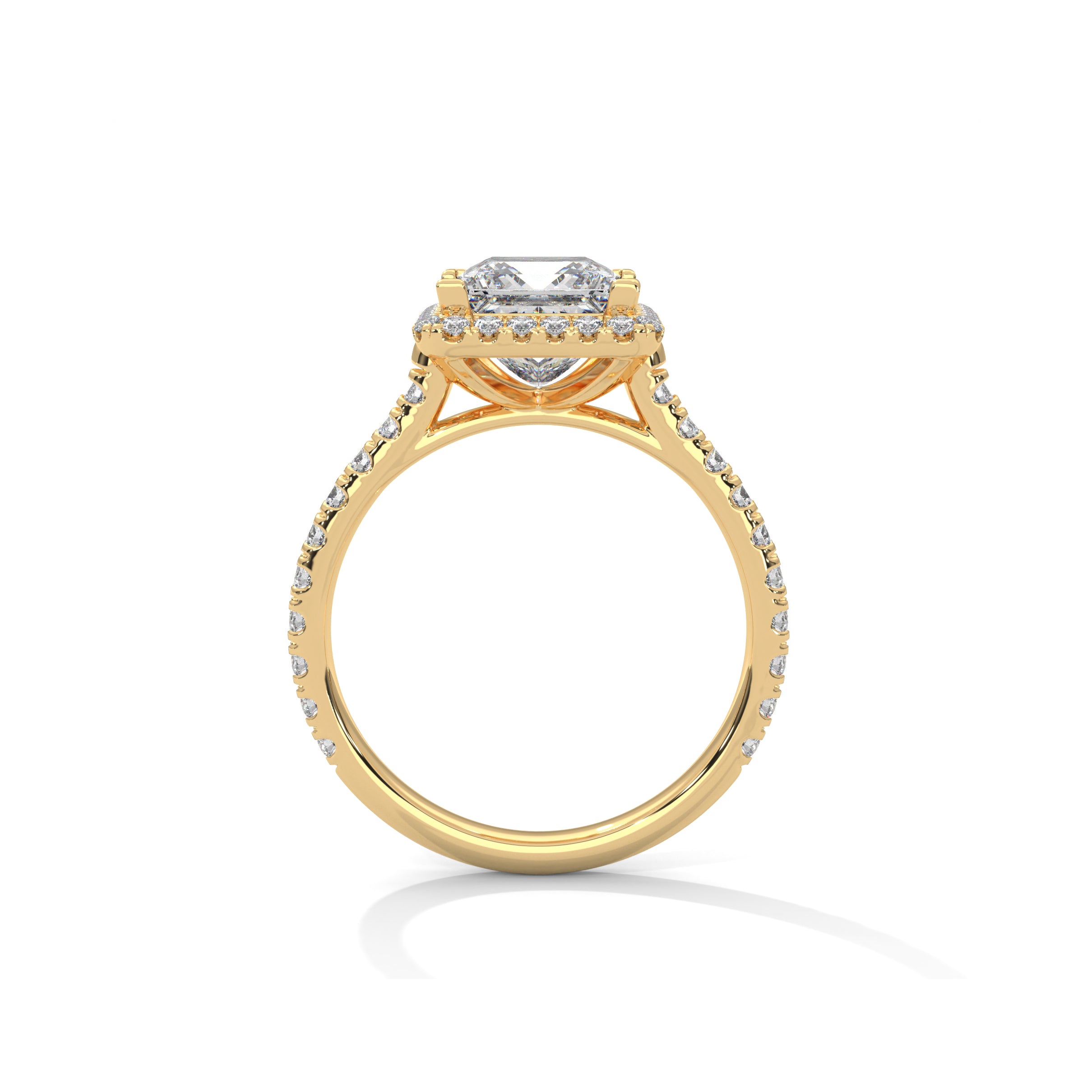 Princess Halo Cathedral Engagement Ring with Pave 18K | Lab Grown Diamond