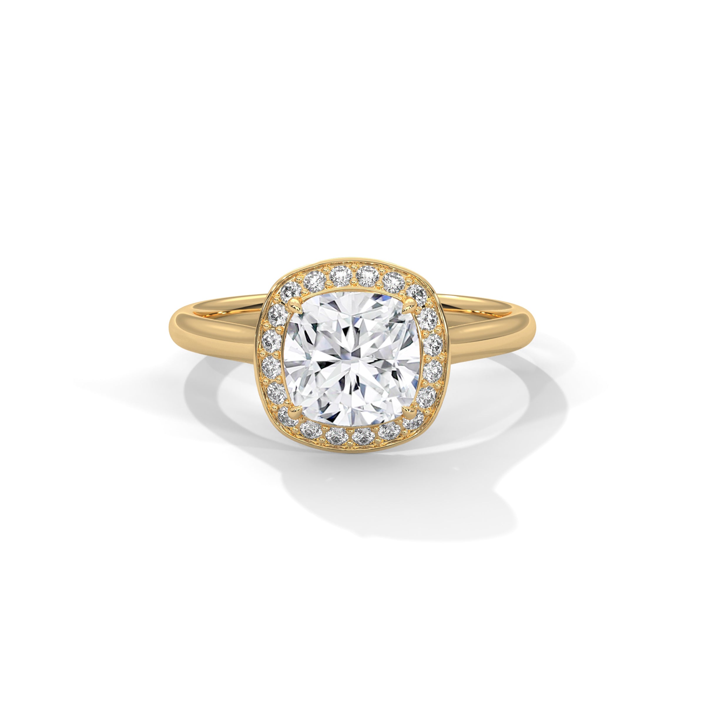 Cushion Halo Engagement Ring 18K | Lab Grown Diamond
