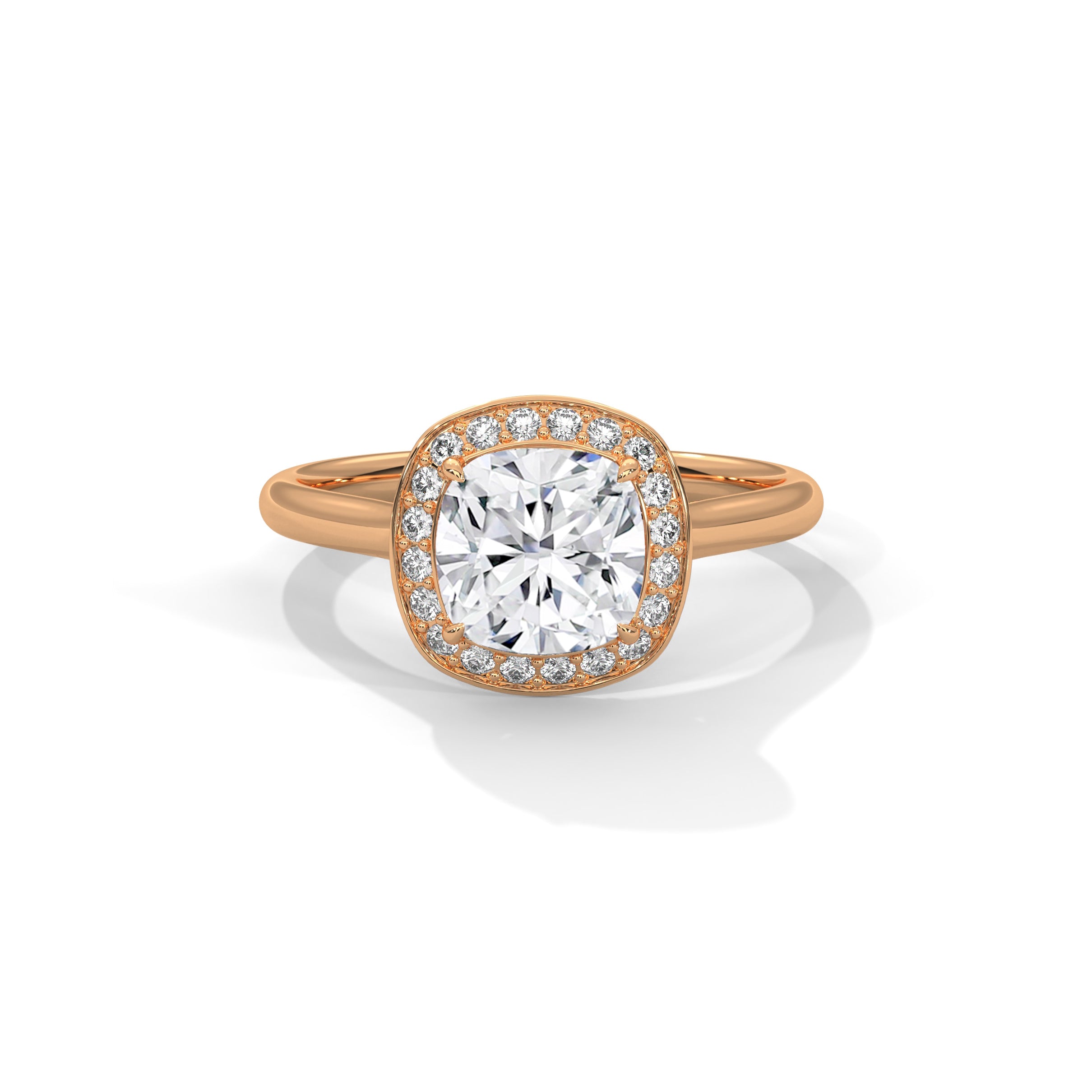 Cushion Halo Engagement Ring 18K Rose Gold | Lab Grown Diamond