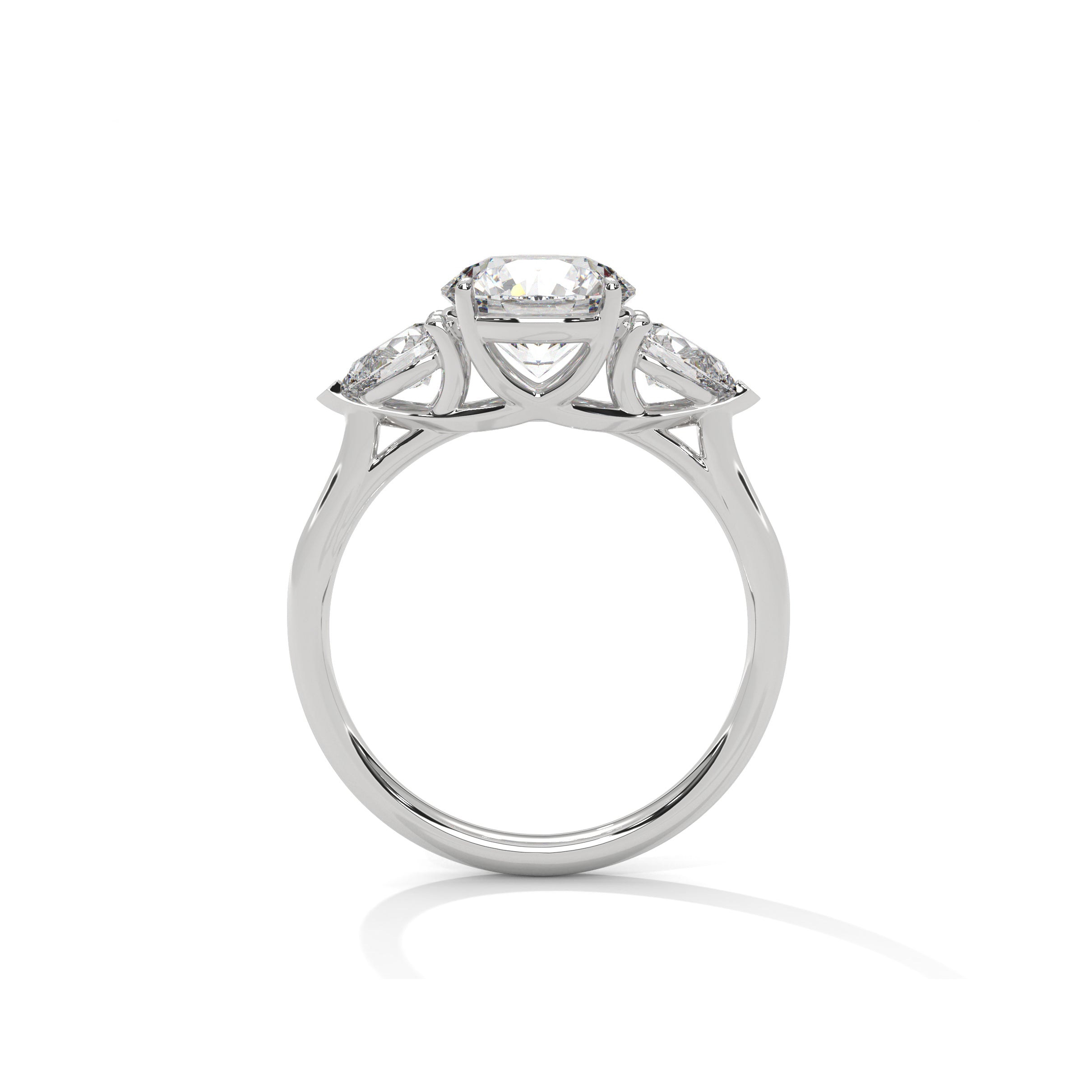 Three Stone Engagement Ring with Pears Platinum | Lab Grown Diamond