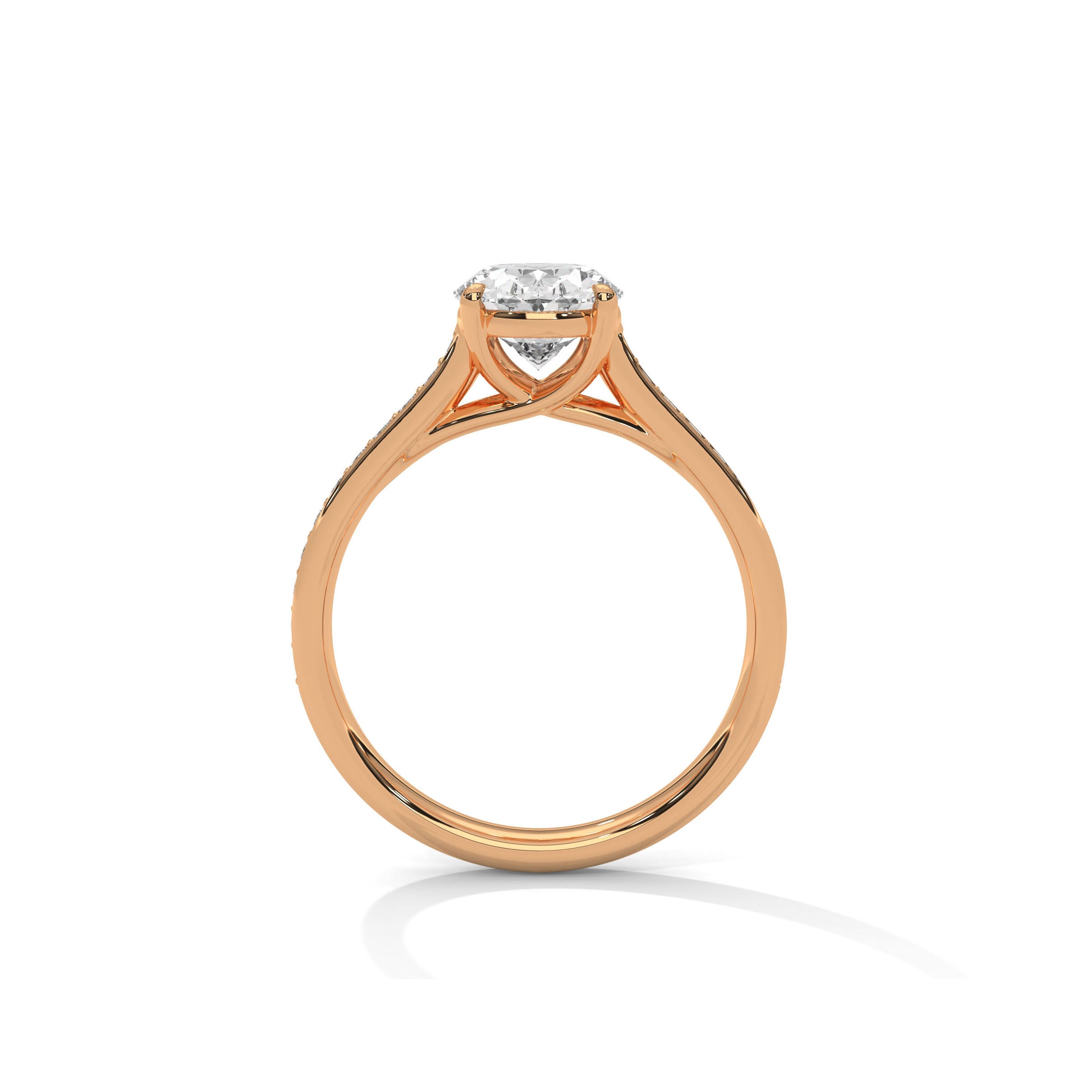 Oval Engagement Ring with Pave 18K Rose Gold | Lab Grown Diamond