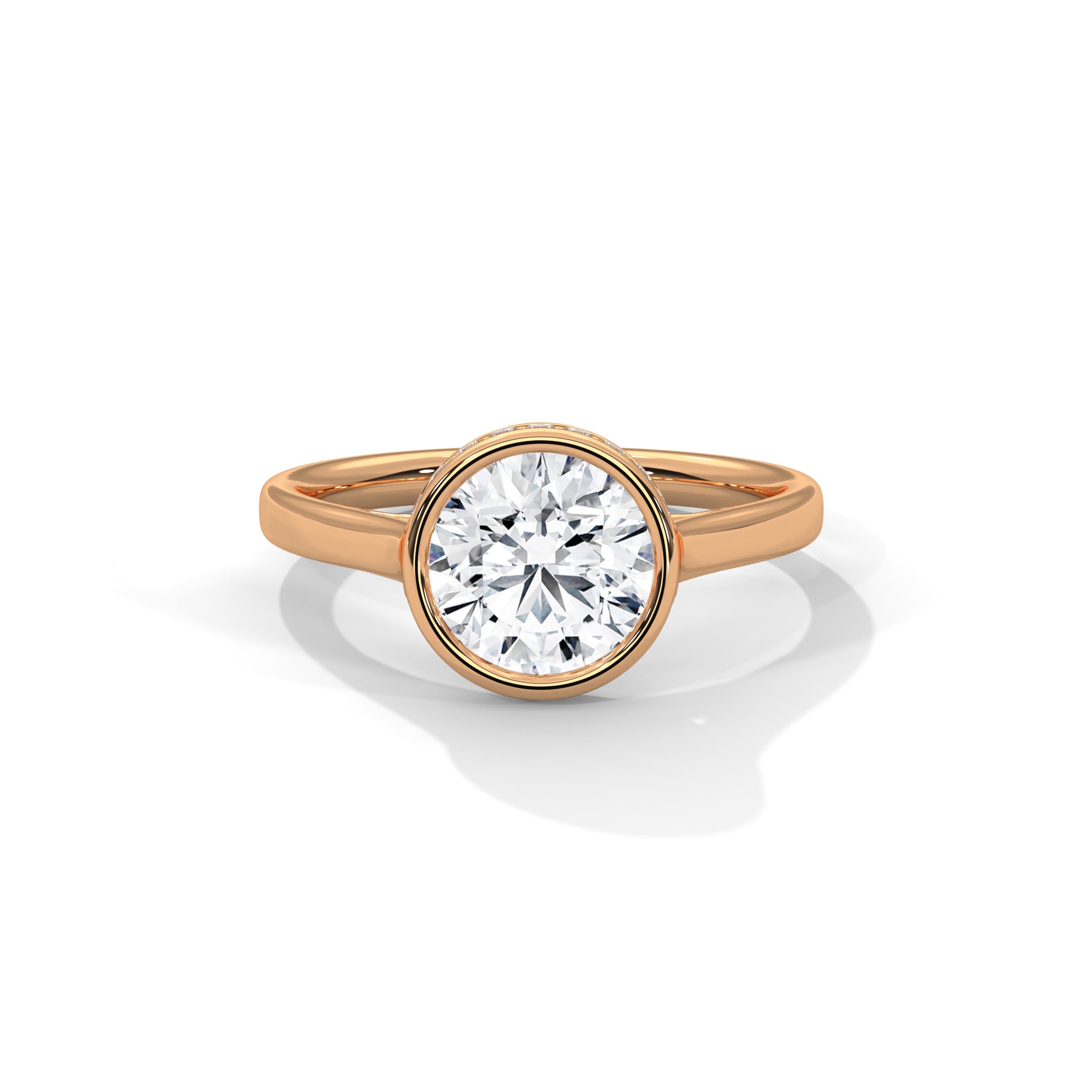 Bezel Set Engagement Ring 18K Rose Gold | Lab Grown Diamond