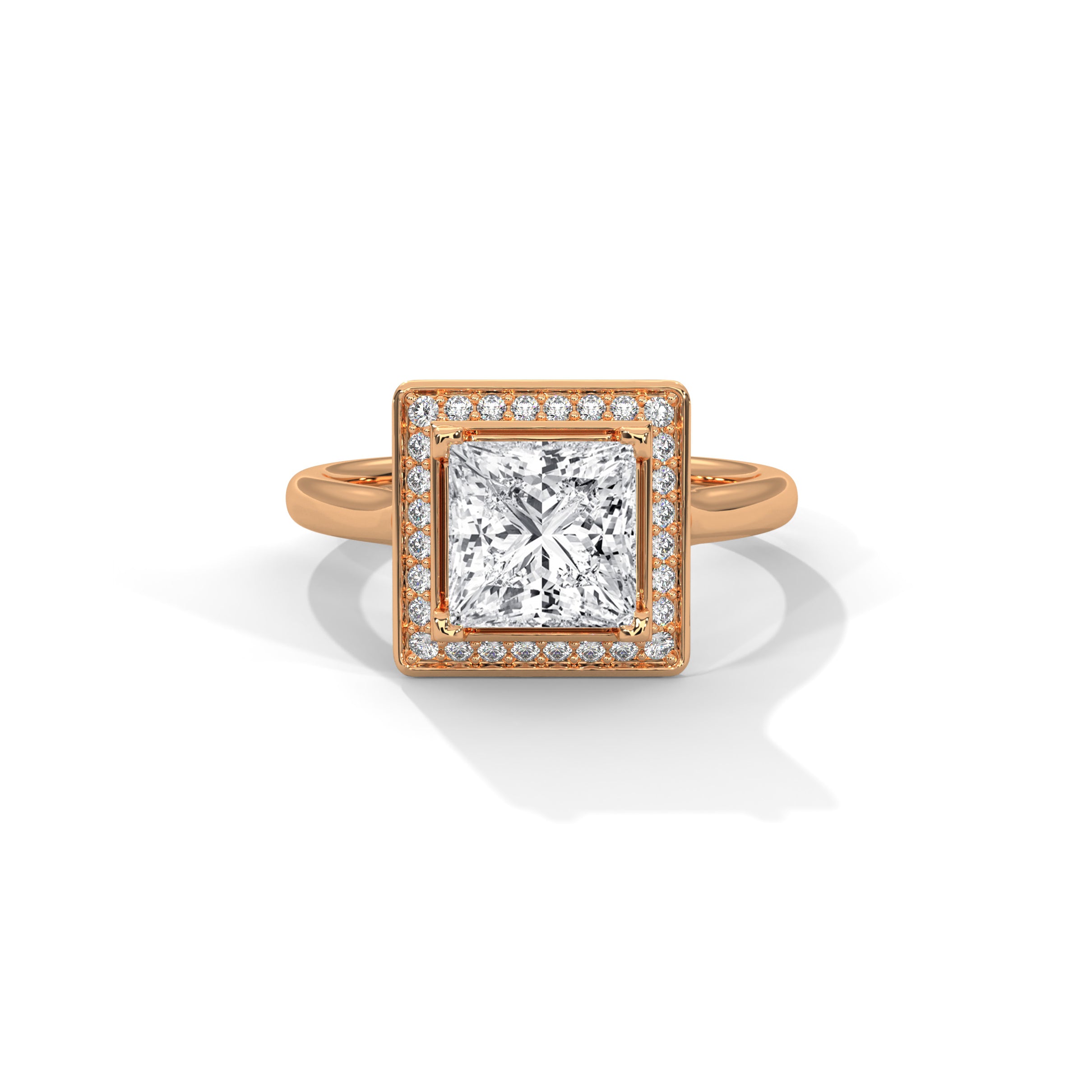 Princess Halo Engagement Ring 18K Rose Gold | Lab Grown Diamond