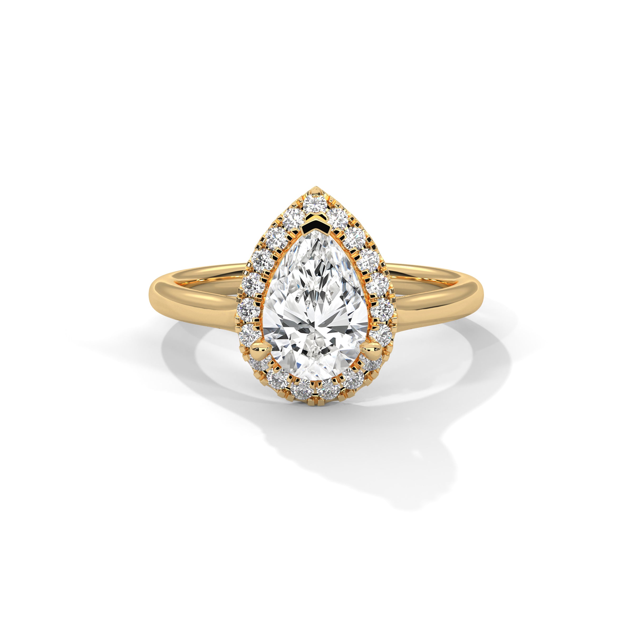 Pear Halo Cathedral Engagement Ring 18K | Lab Grown Diamond