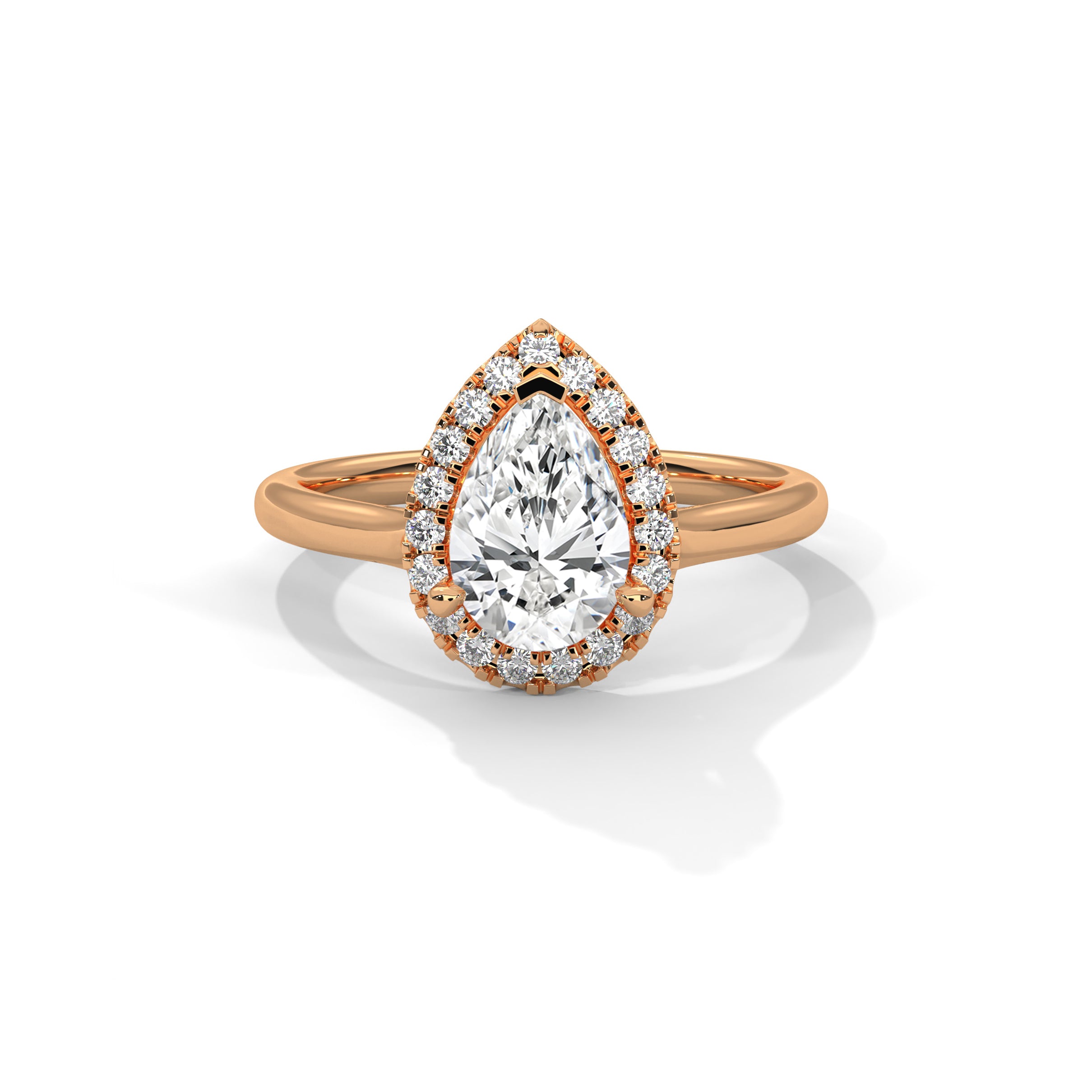 Pear Halo Cathedral Engagement Ring 18K Rose Gold | Lab Grown Diamond