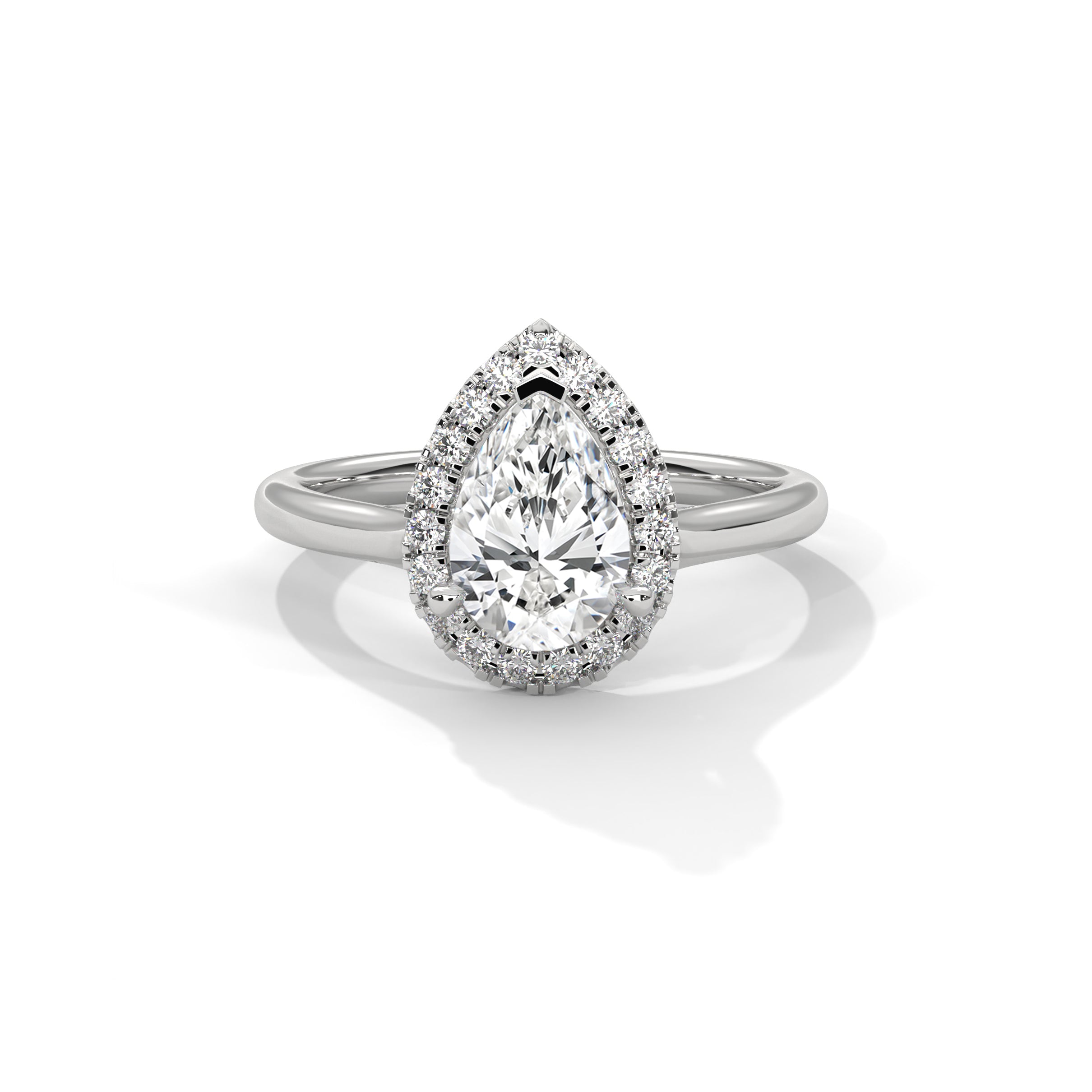 Pear Halo Cathedral Engagement Ring Platinum | Lab Grown Diamond