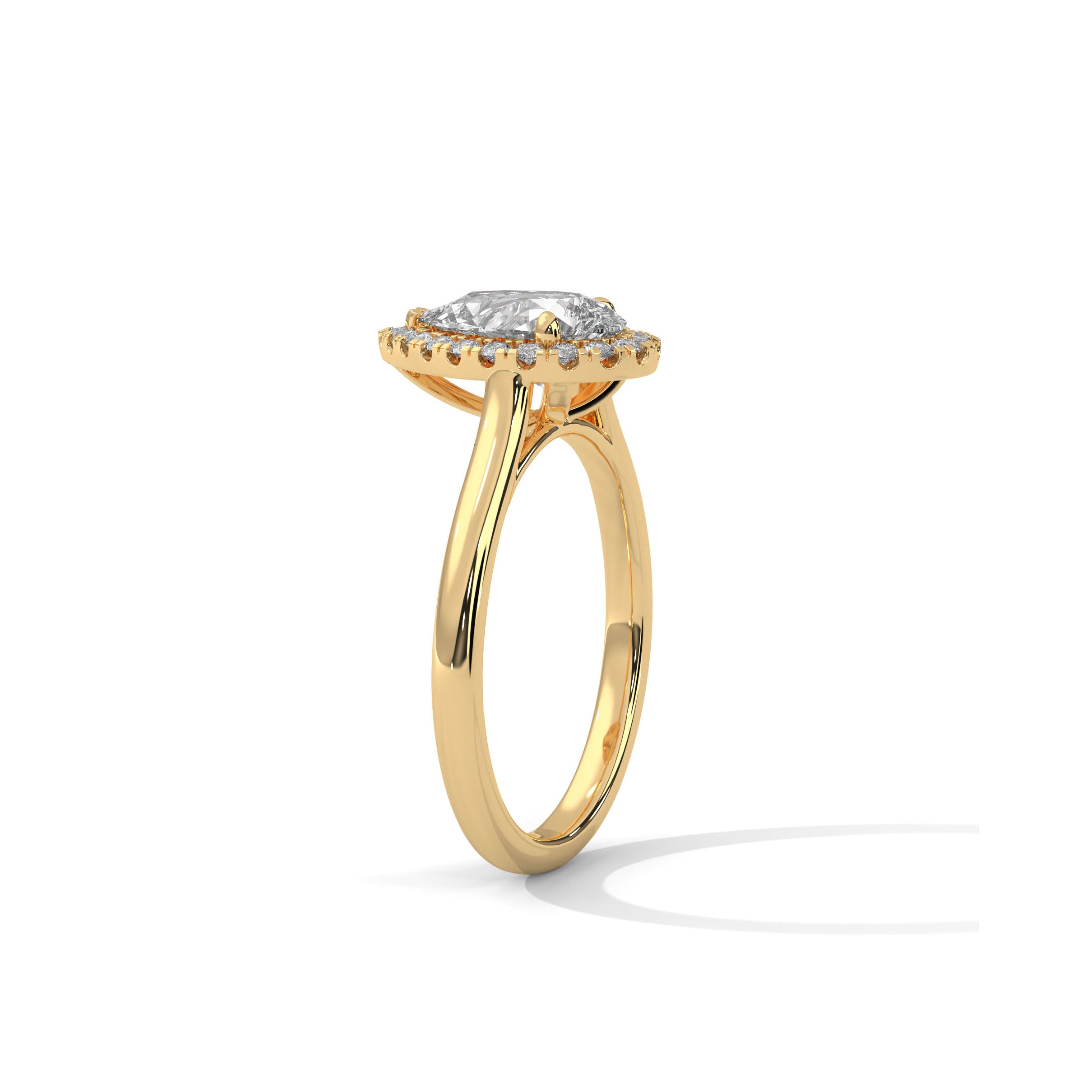 Pear Halo Cathedral Engagement Ring 18K | Lab Grown Diamond