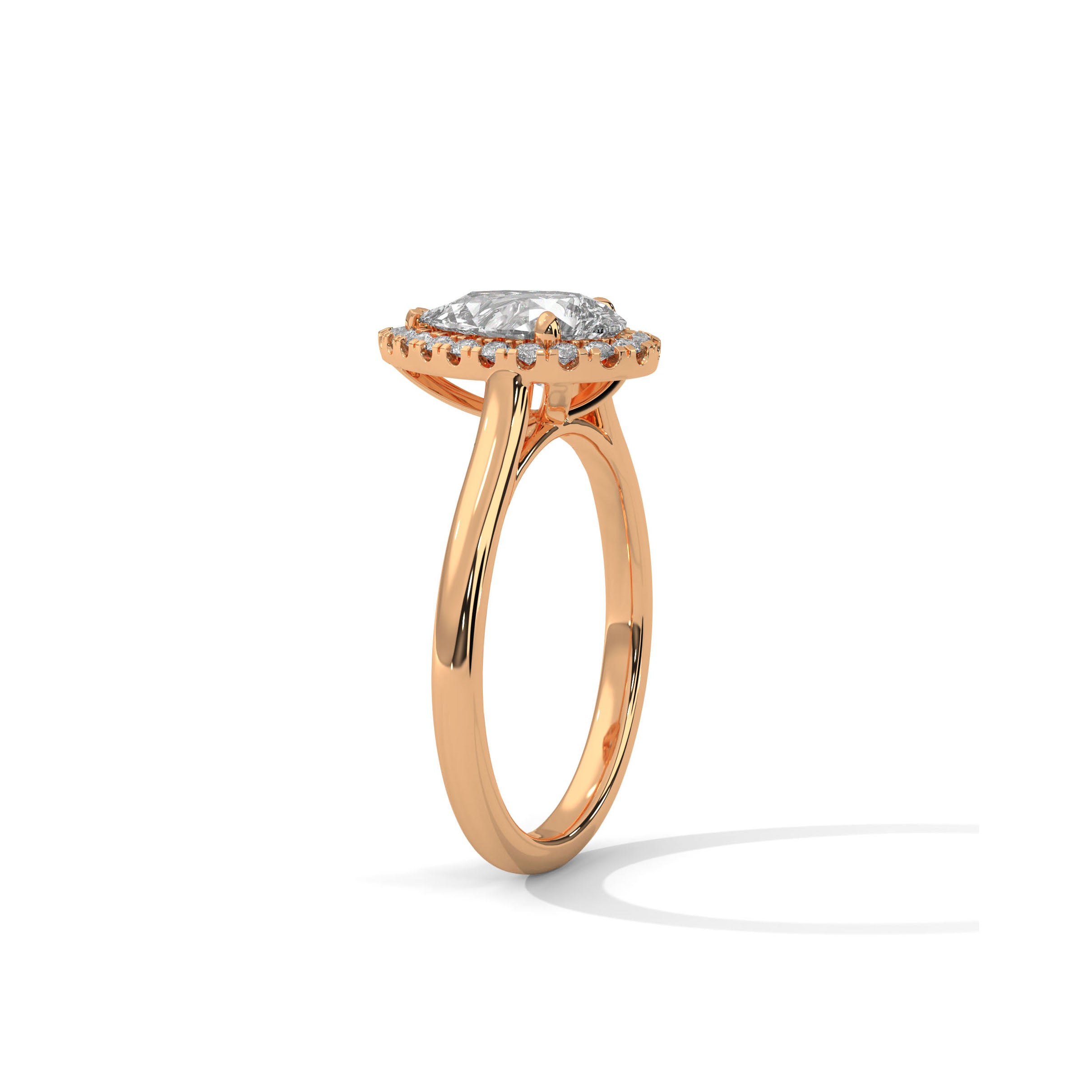 Pear Halo Cathedral Engagement Ring 18K Rose Gold | Lab Grown Diamond
