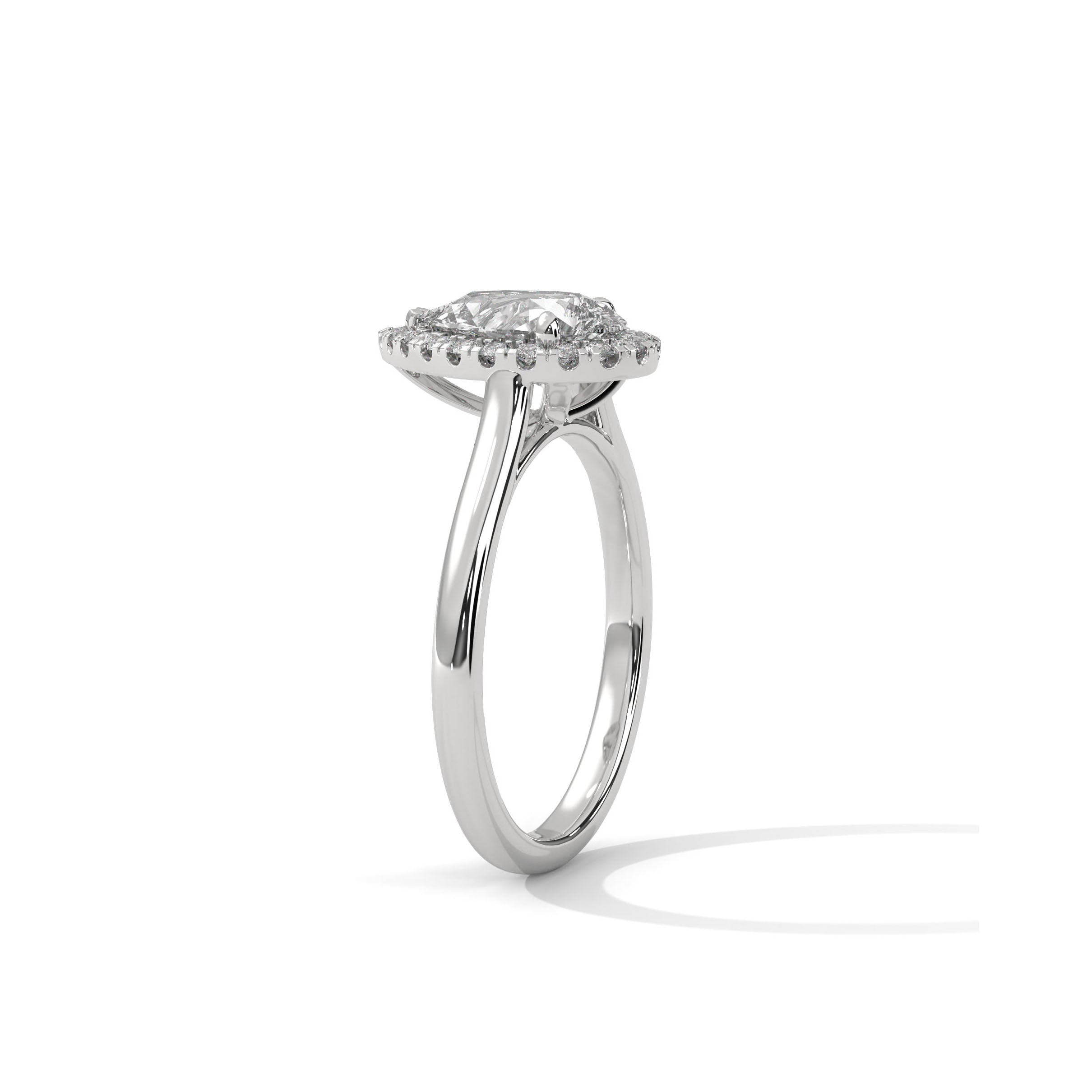 Pear Halo Cathedral Engagement Ring Platinum | Lab Grown Diamond