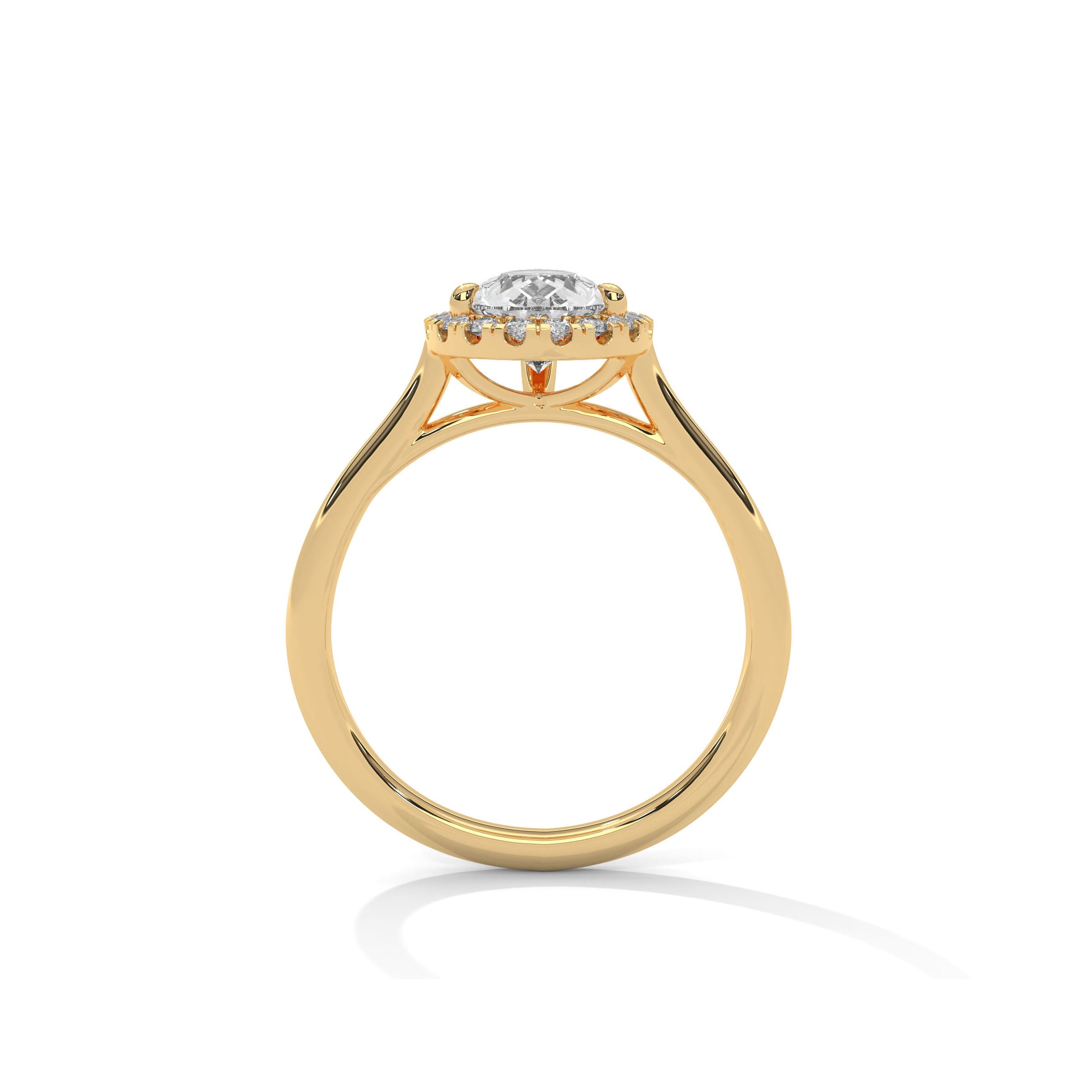 Pear Halo Cathedral Engagement Ring 18K | Lab Grown Diamond