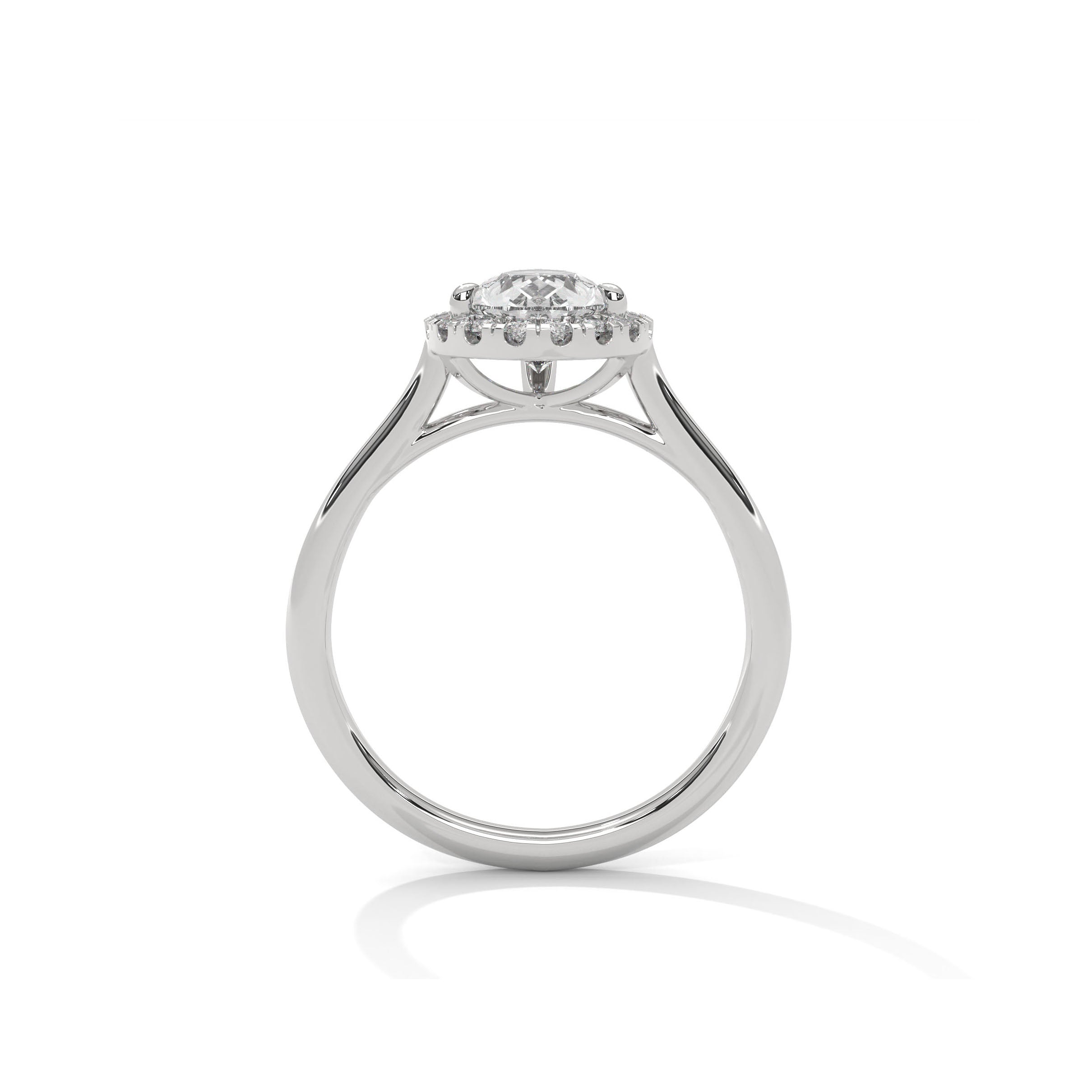 Pear Halo Cathedral Engagement Ring Platinum | Lab Grown Diamond