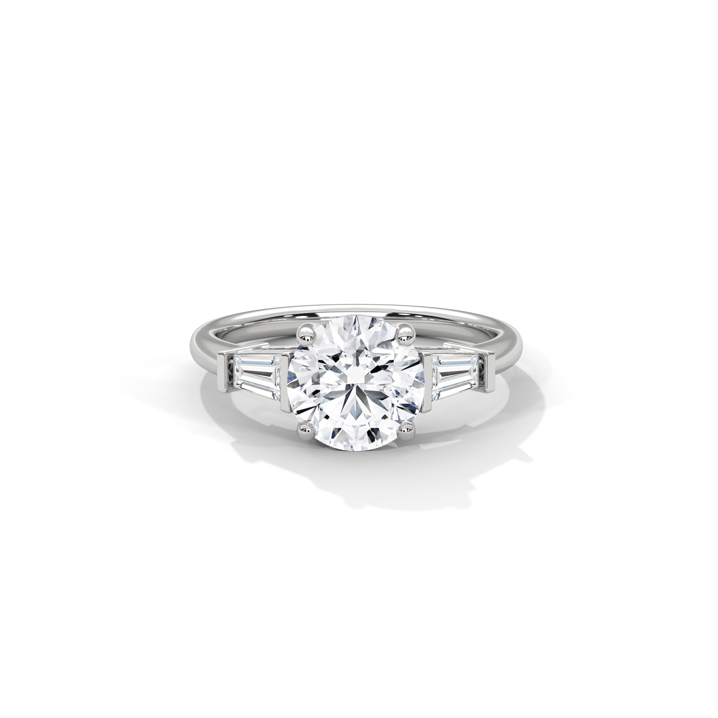 Three Stone Engagement Ring with Baguettes Platinum | Lab Grown Diamond