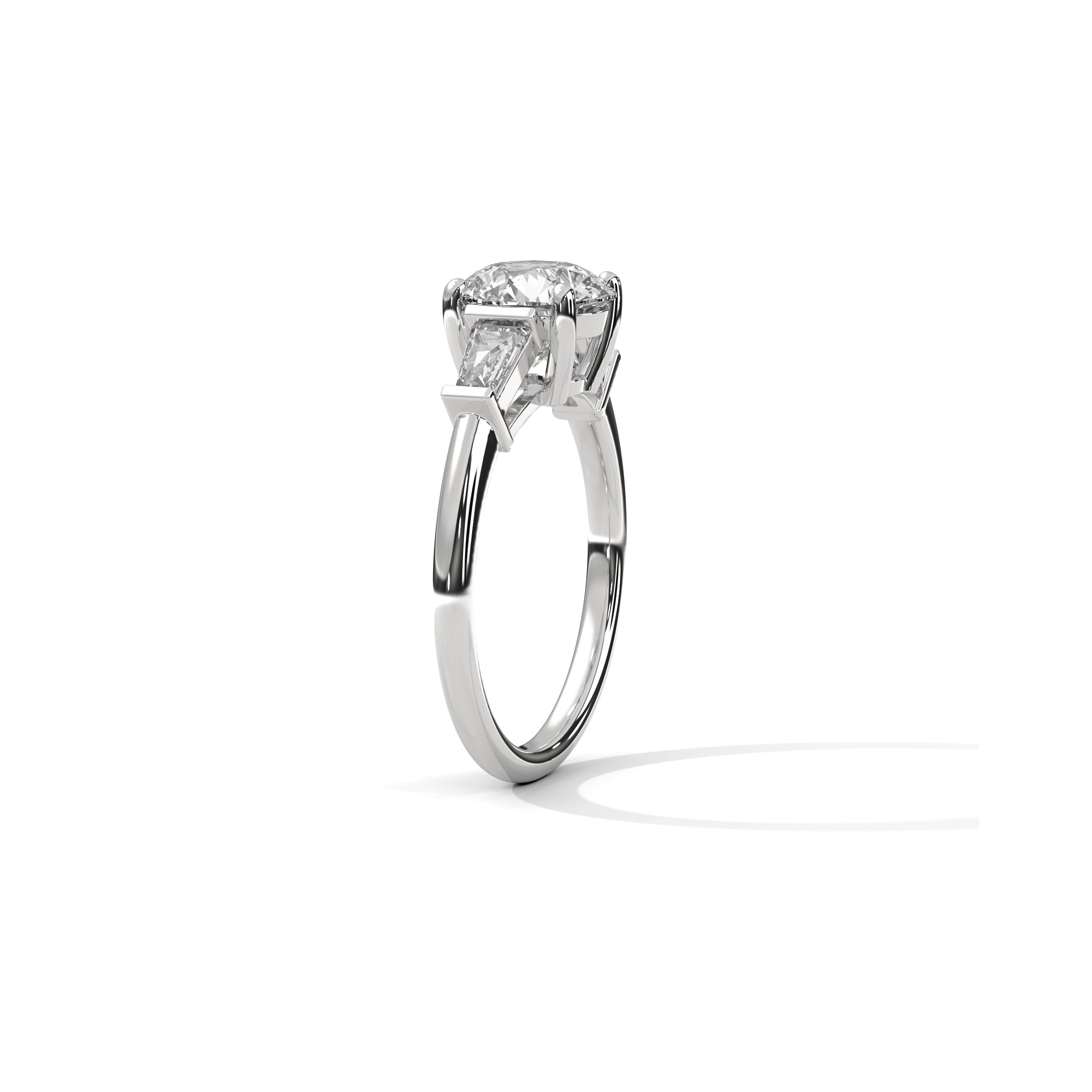 Three Stone Engagement Ring with Baguettes Platinum | Lab Grown Diamond