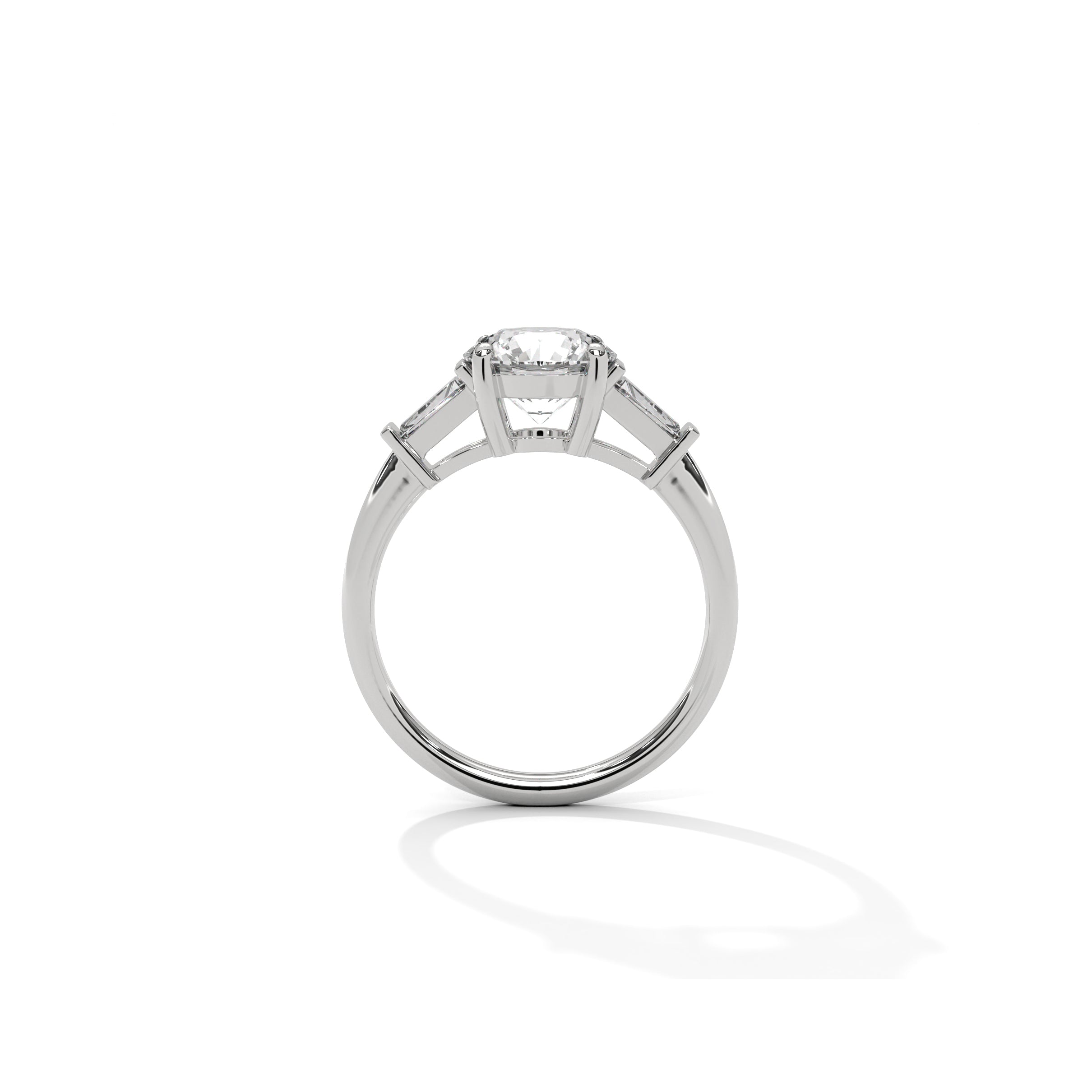 Three Stone Engagement Ring with Baguettes Platinum | Lab Grown Diamond