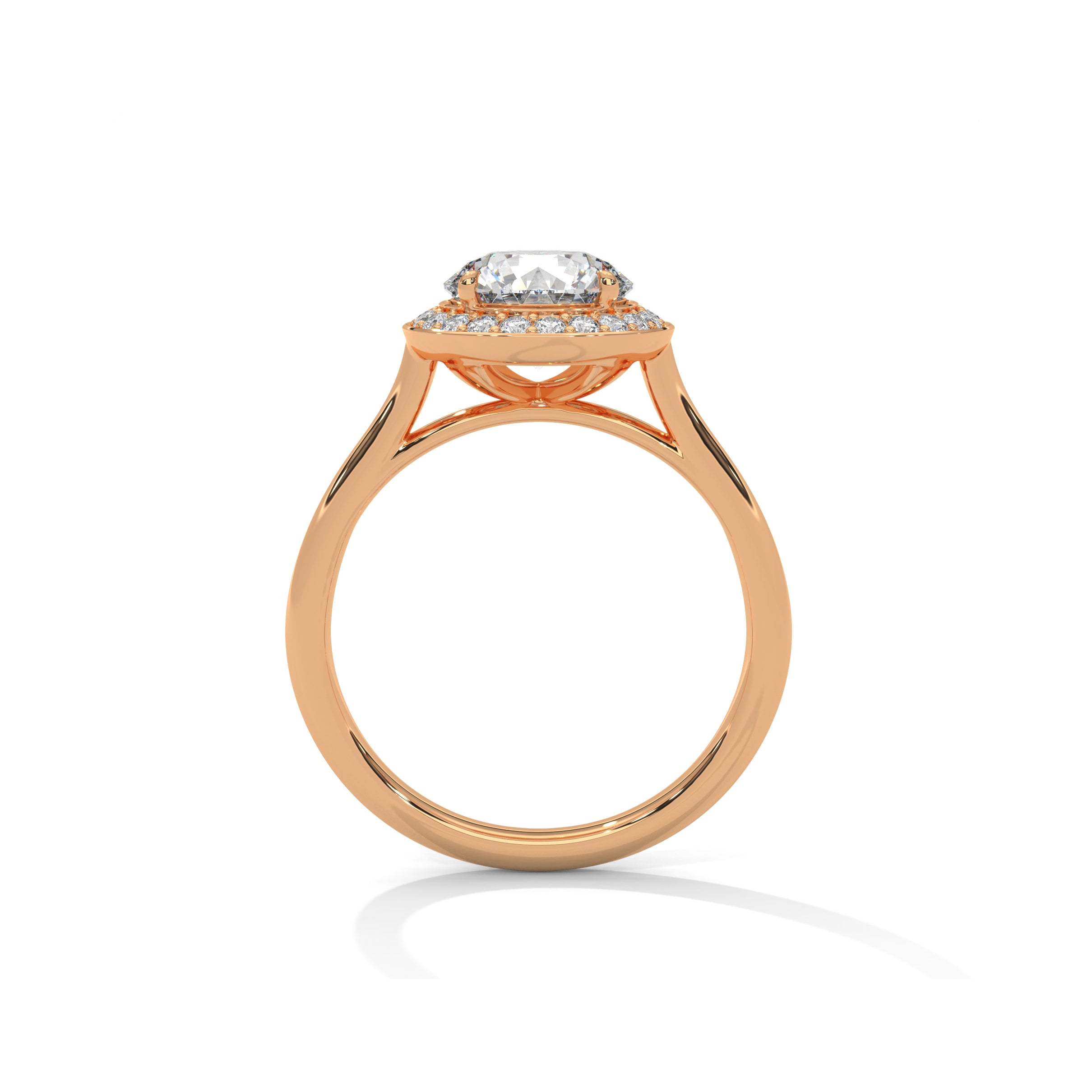 Halo Cathedral Engagement Ring 18K Rose Gold | Lab Grown Diamond