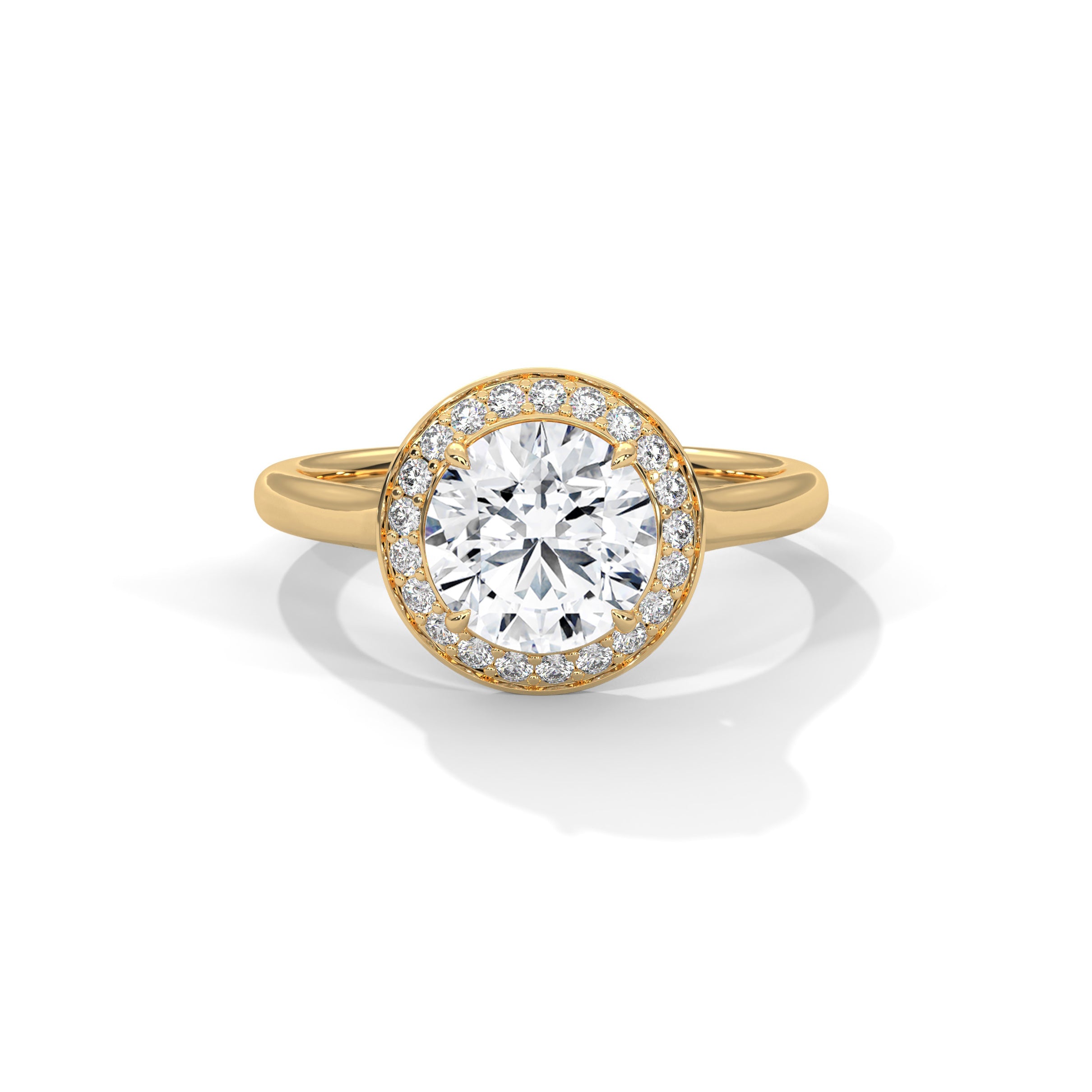 Halo Cathedral Engagement Ring 18K | Lab Grown Diamond