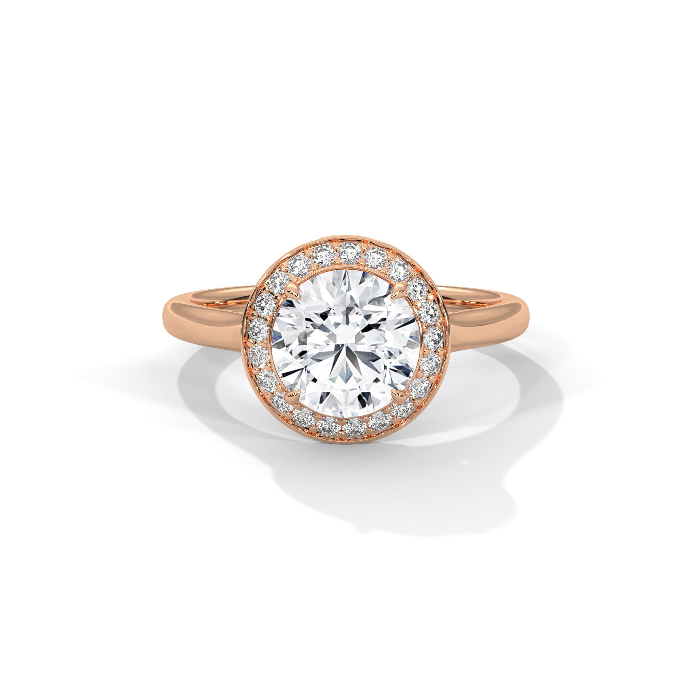 Halo Cathedral Engagement Ring 18K Rose Gold | Lab Grown Diamond