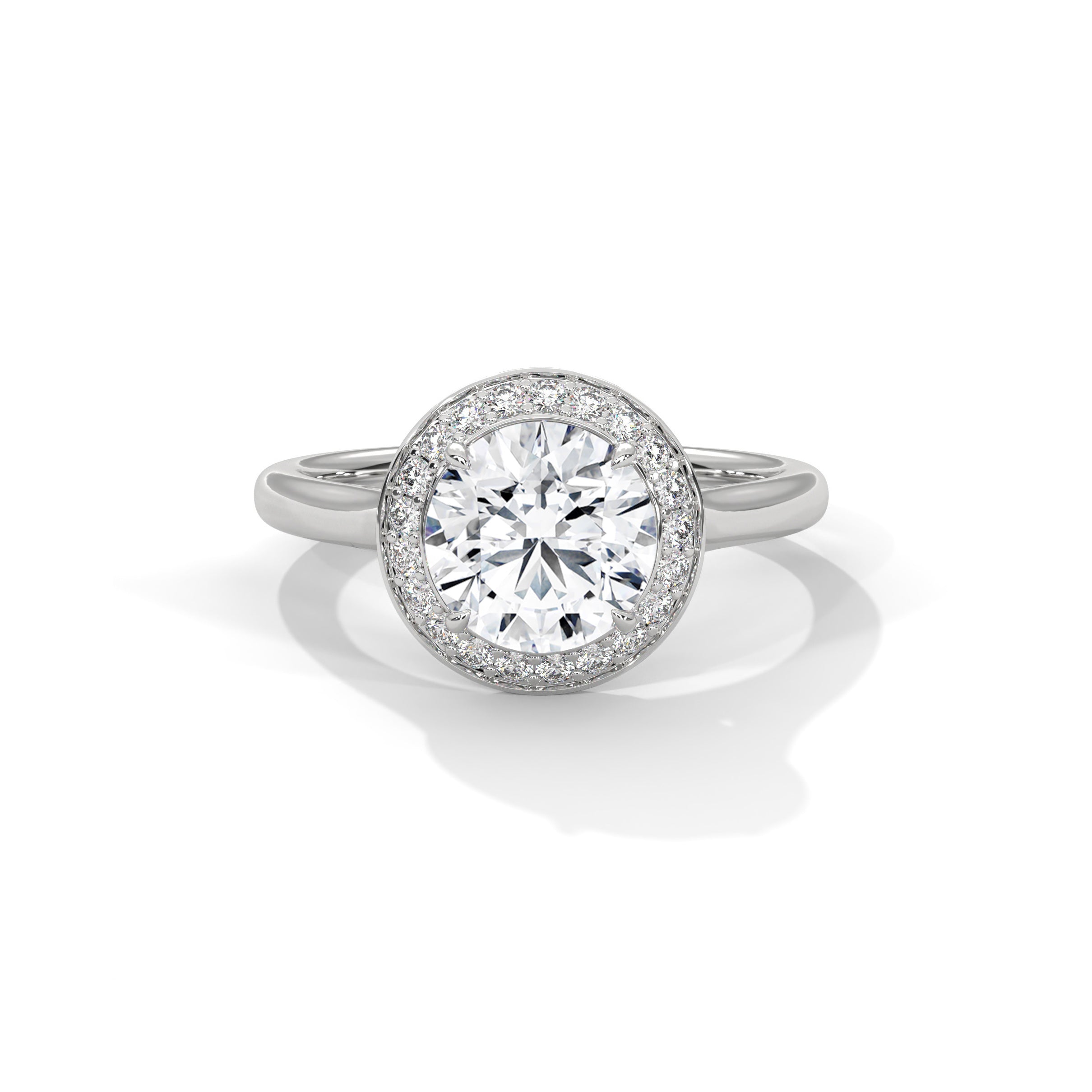 Halo Cathedral Engagement Ring Platinum | Lab Grown Diamond