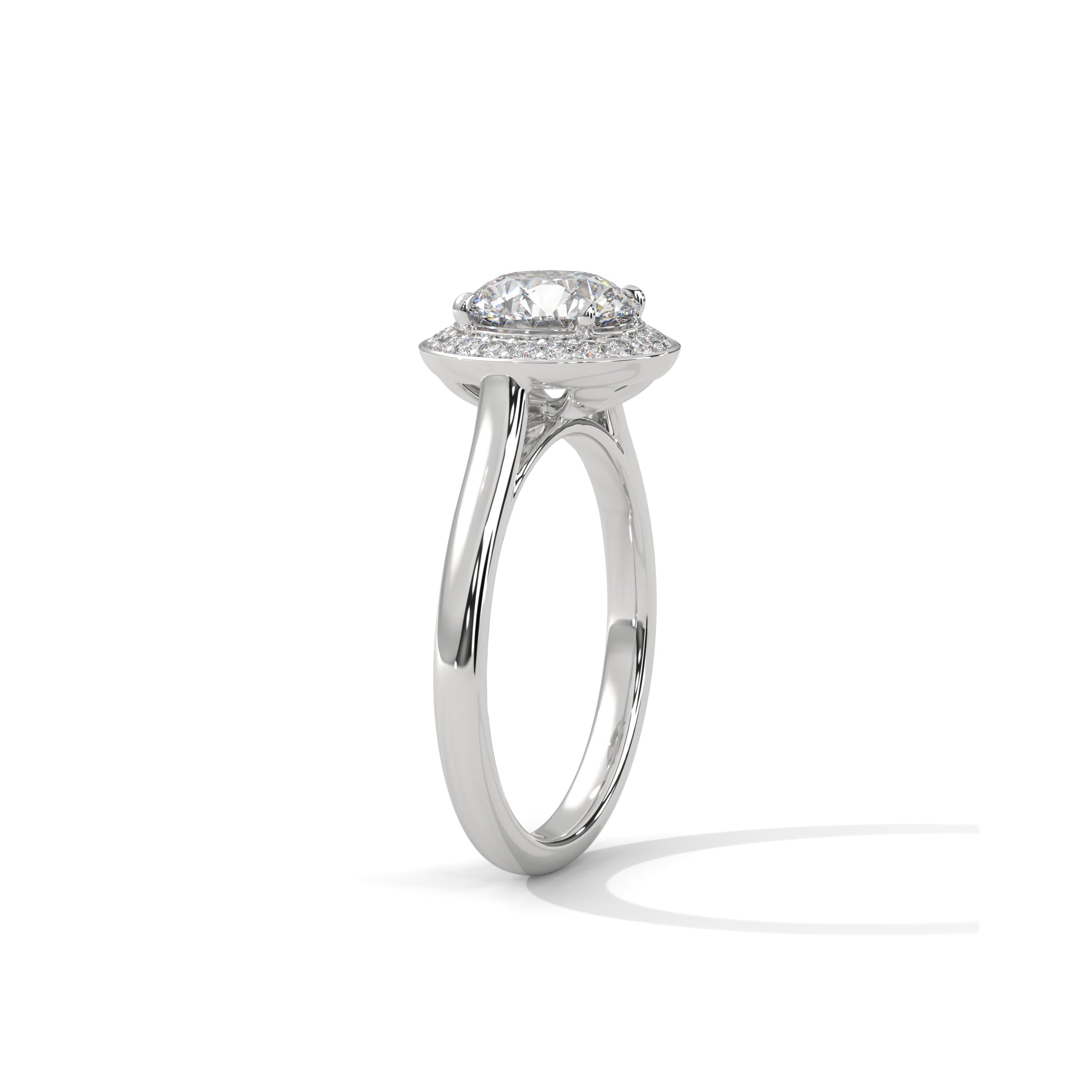 Halo Cathedral Engagement Ring Platinum | Lab Grown Diamond
