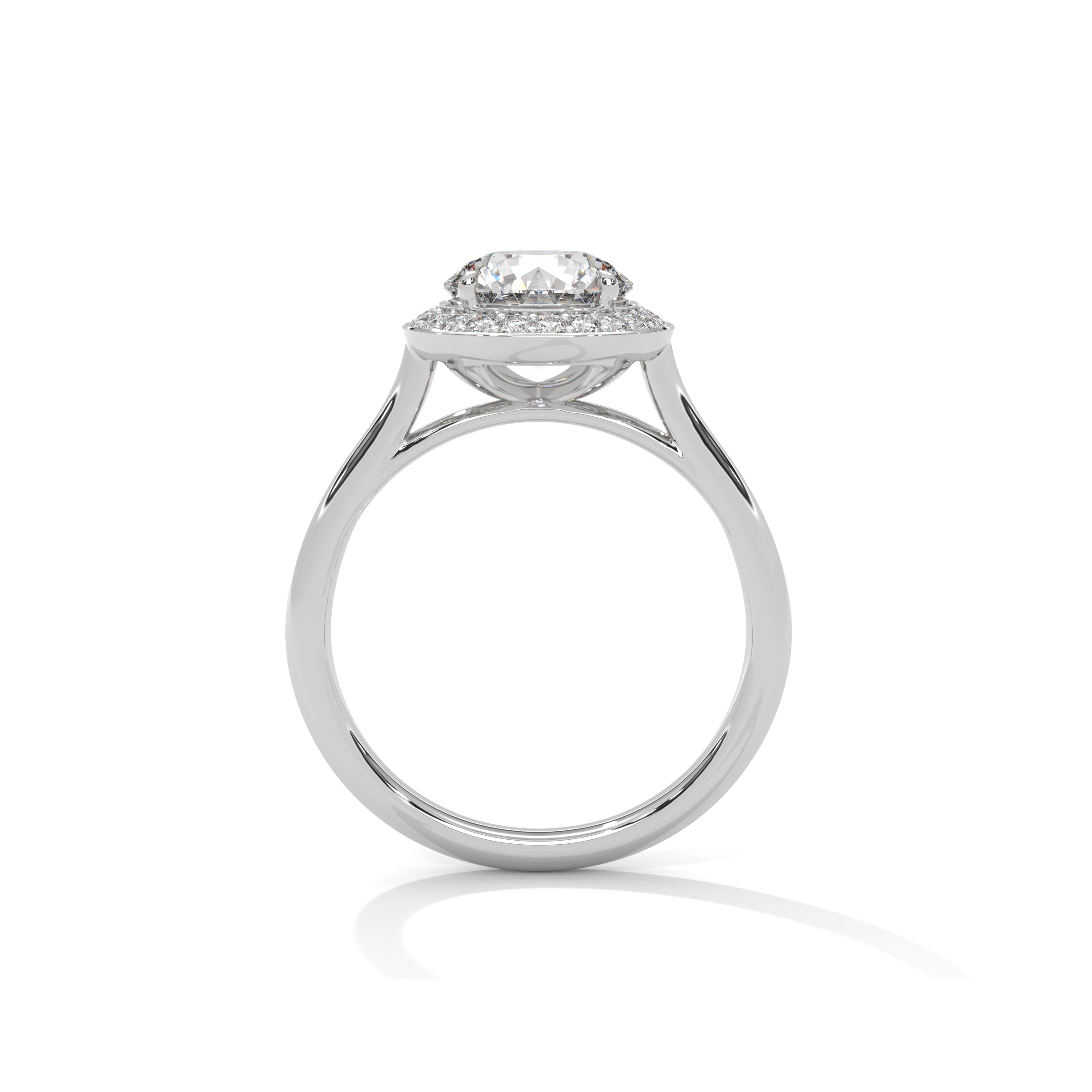 Halo Cathedral Engagement Ring Platinum | Lab Grown Diamond